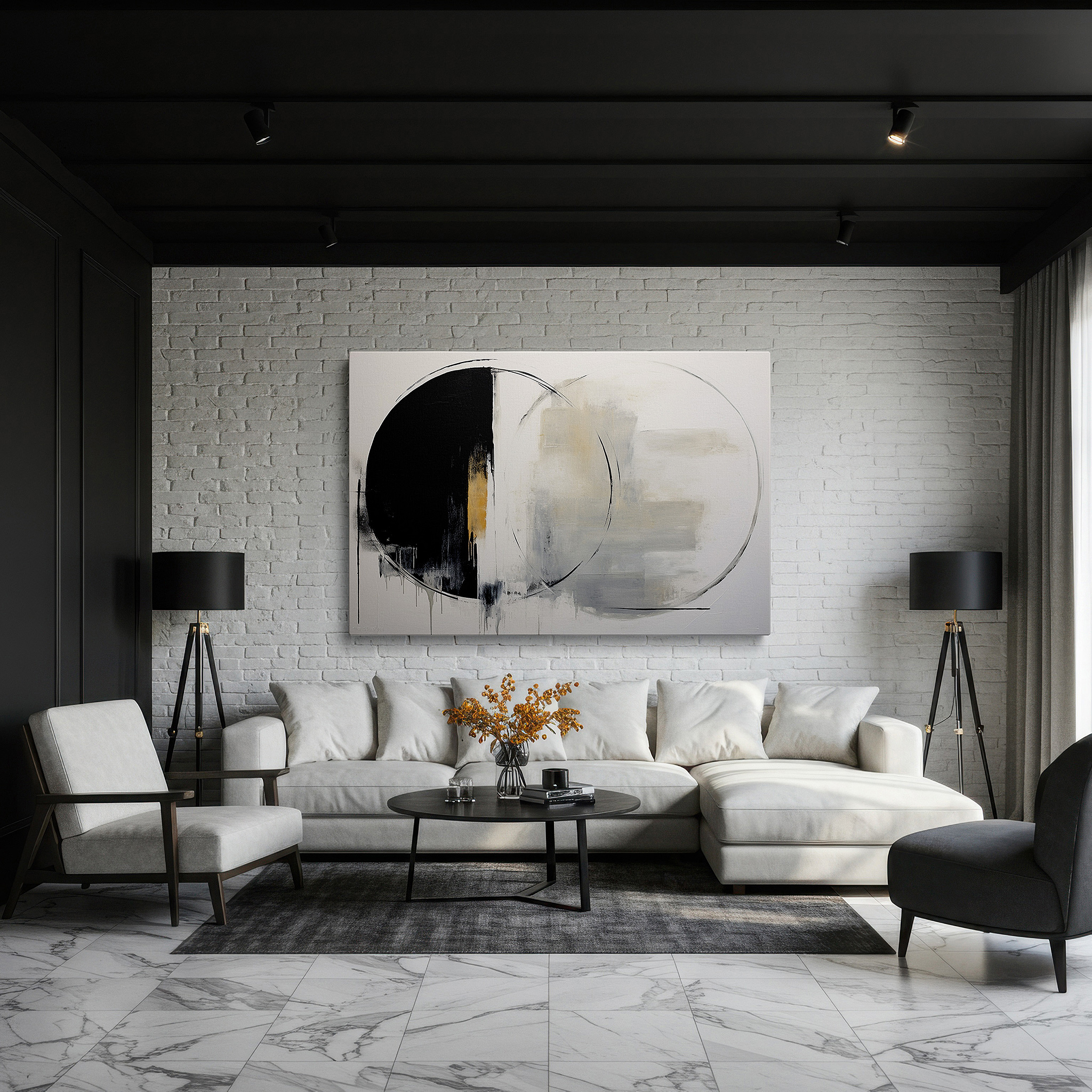 Available in 30×20 cm — a subtle addition to small personal spaces — harmonious minimalism: large wall art featuring perfect circles and subtle shadows, ideal for office, bedroom, and living room decor