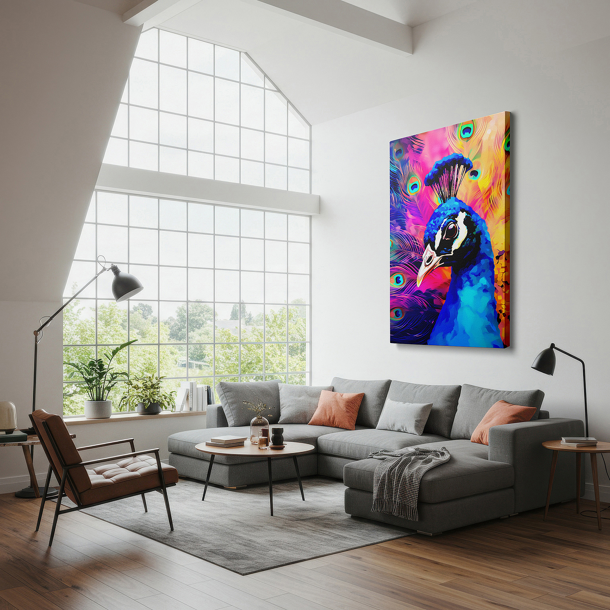 Available in 30×20 cm — a subtle addition to small personal spaces — peacock's serene pride: vibrant large canvas wall art for office, bedroom, and living room decor