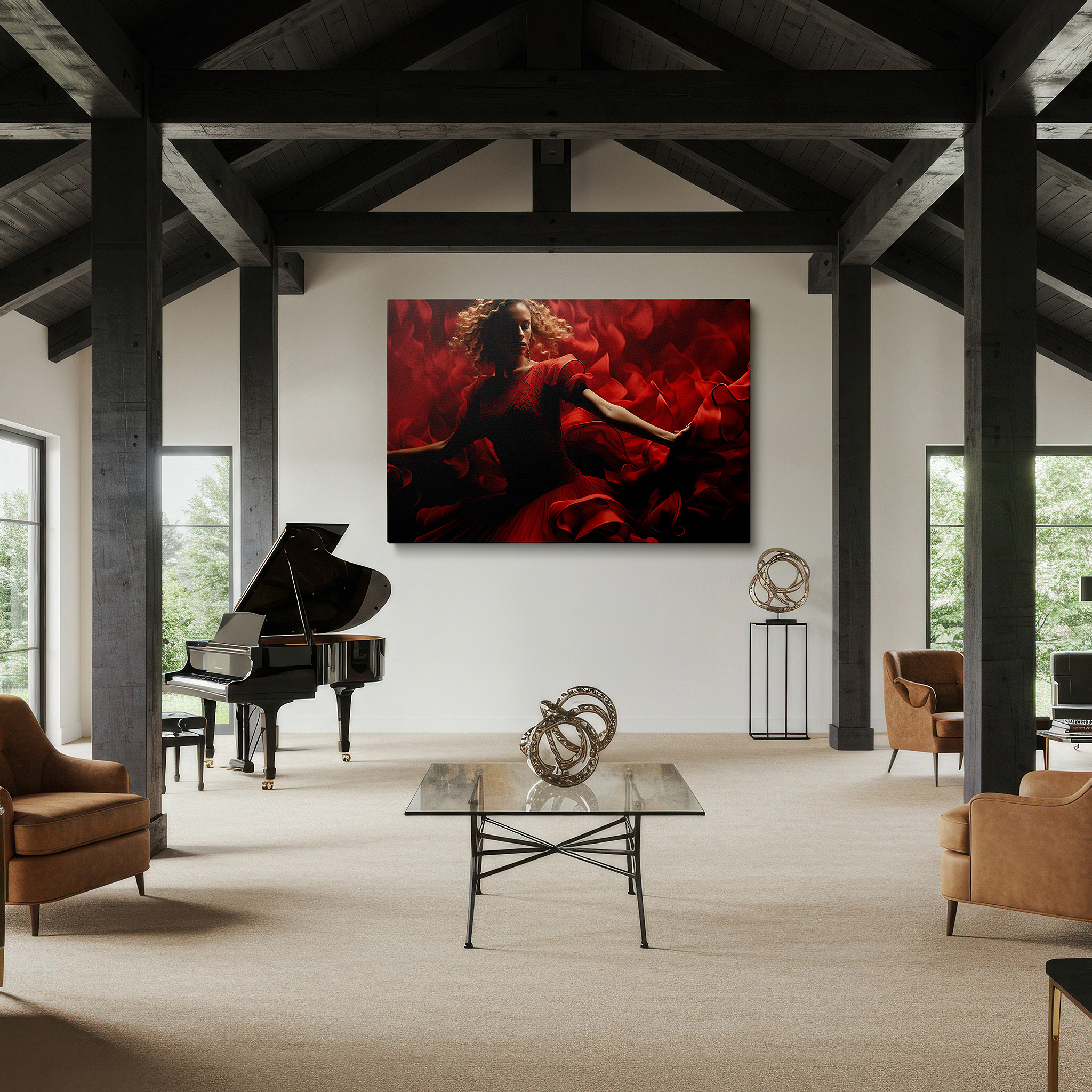 Available in 30×20 cm — a subtle addition to small personal spaces — red passionate dance - a visual symphony of movement and emotion: large wall art, canvas wall art, wall decor for office and bedroom