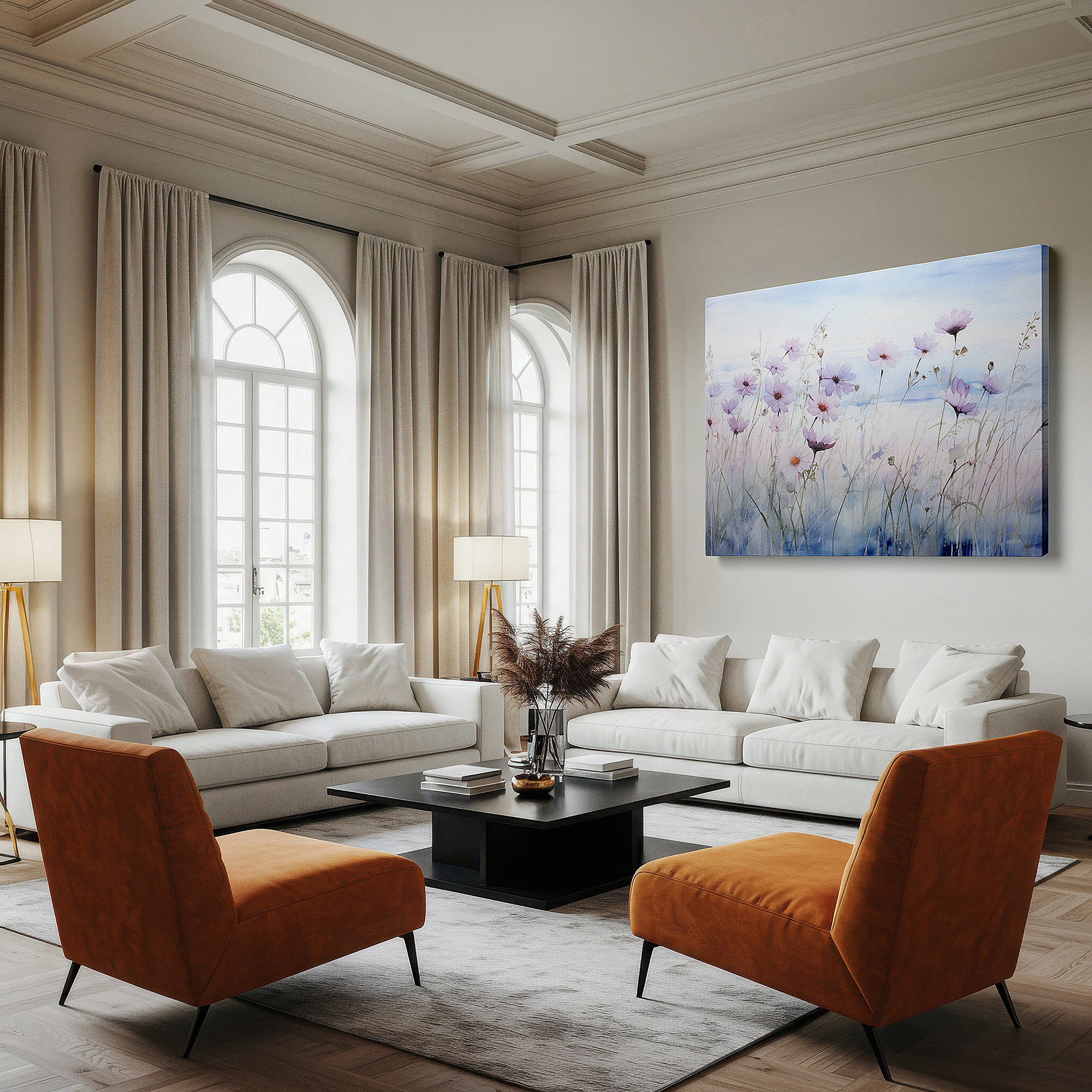 Available in 30×20 cm — a subtle addition to small personal spaces — soft-hued serene blooms: tranquil floral wall art for peaceful spaces, perfect for office decor, large canvas prints