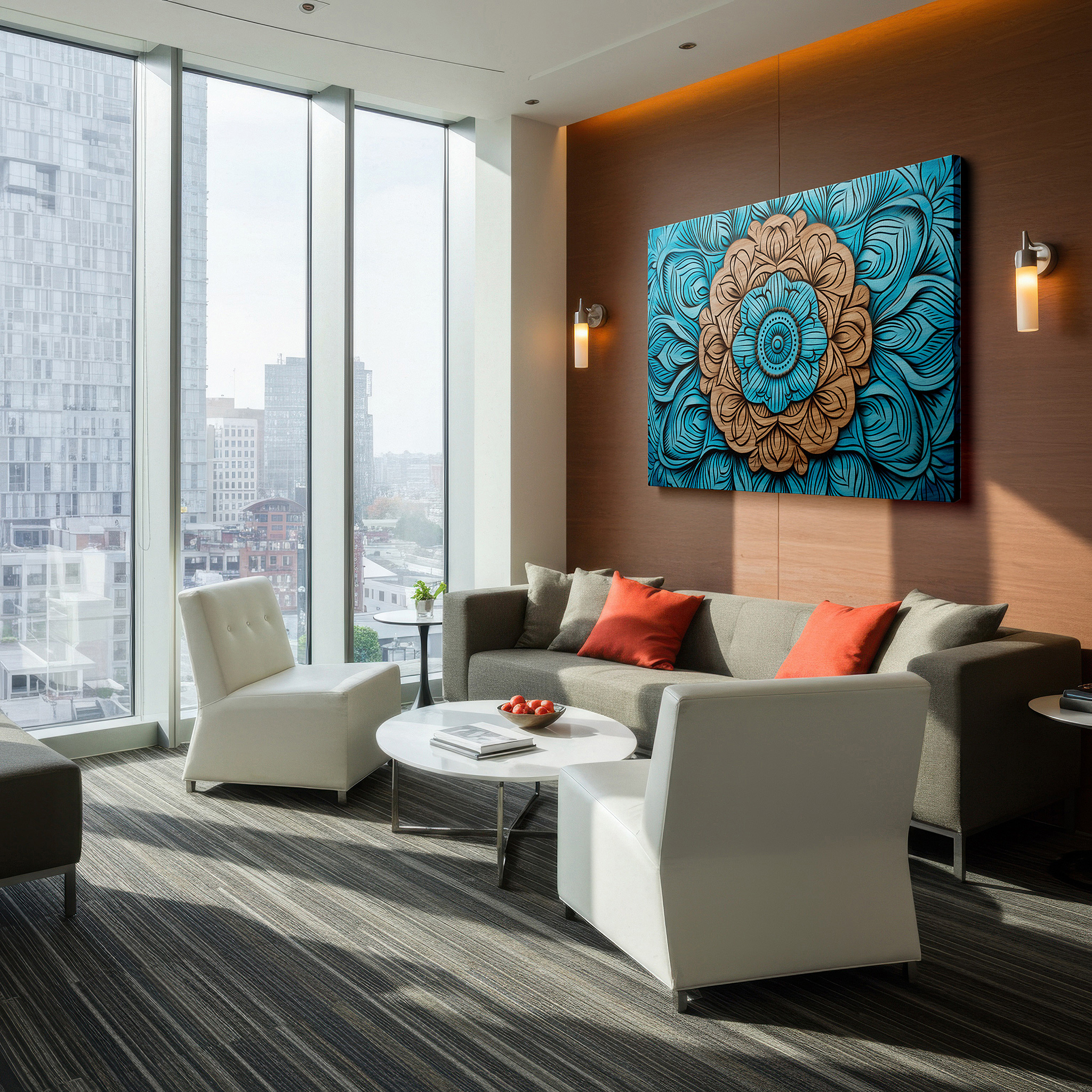 Available in 30×20 cm — a subtle addition to small personal spaces — vibrant floral wood carving wall art: a fusion of traditional craftsmanship and modern aesthetics for home and office decor