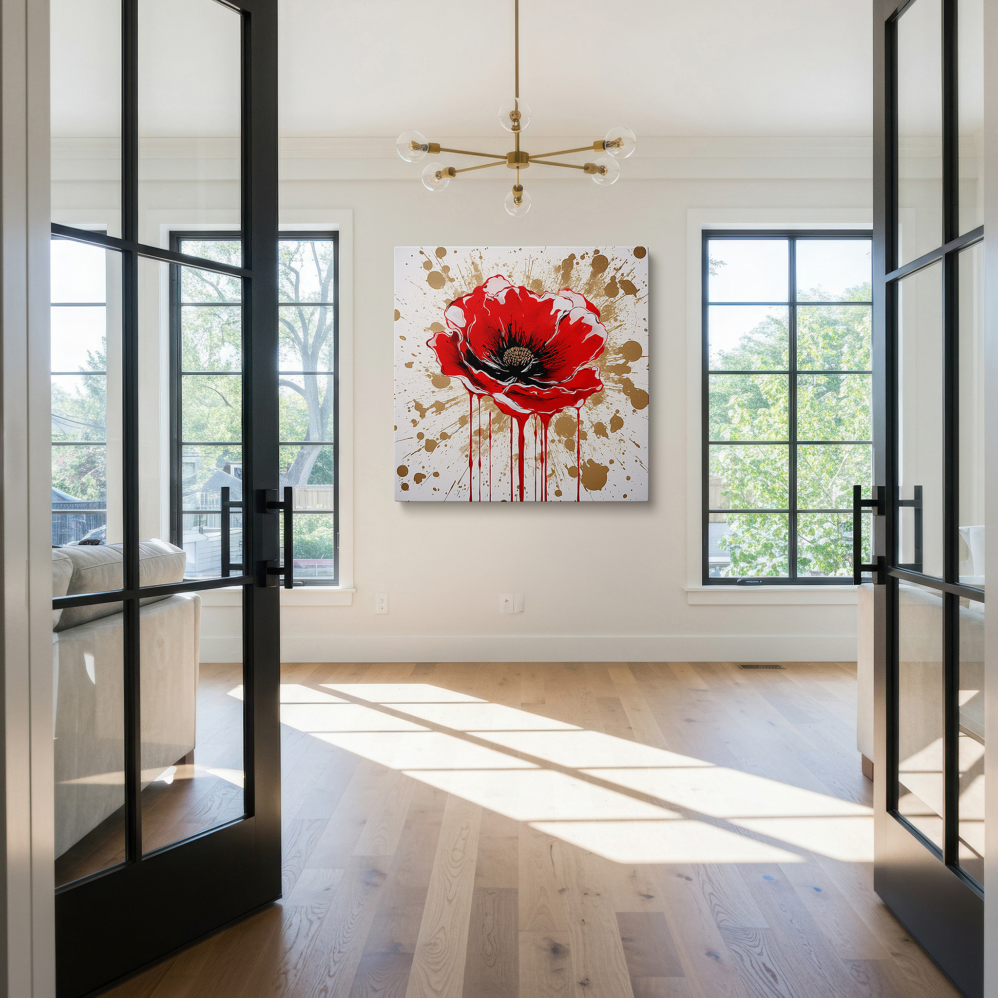Available in 30×20 cm — a subtle addition to small personal spaces — vibrant red poppy: celebrating nature's ephemeral beauty with vivid colors and dynamic brushstrokes - large canvas wall art decor