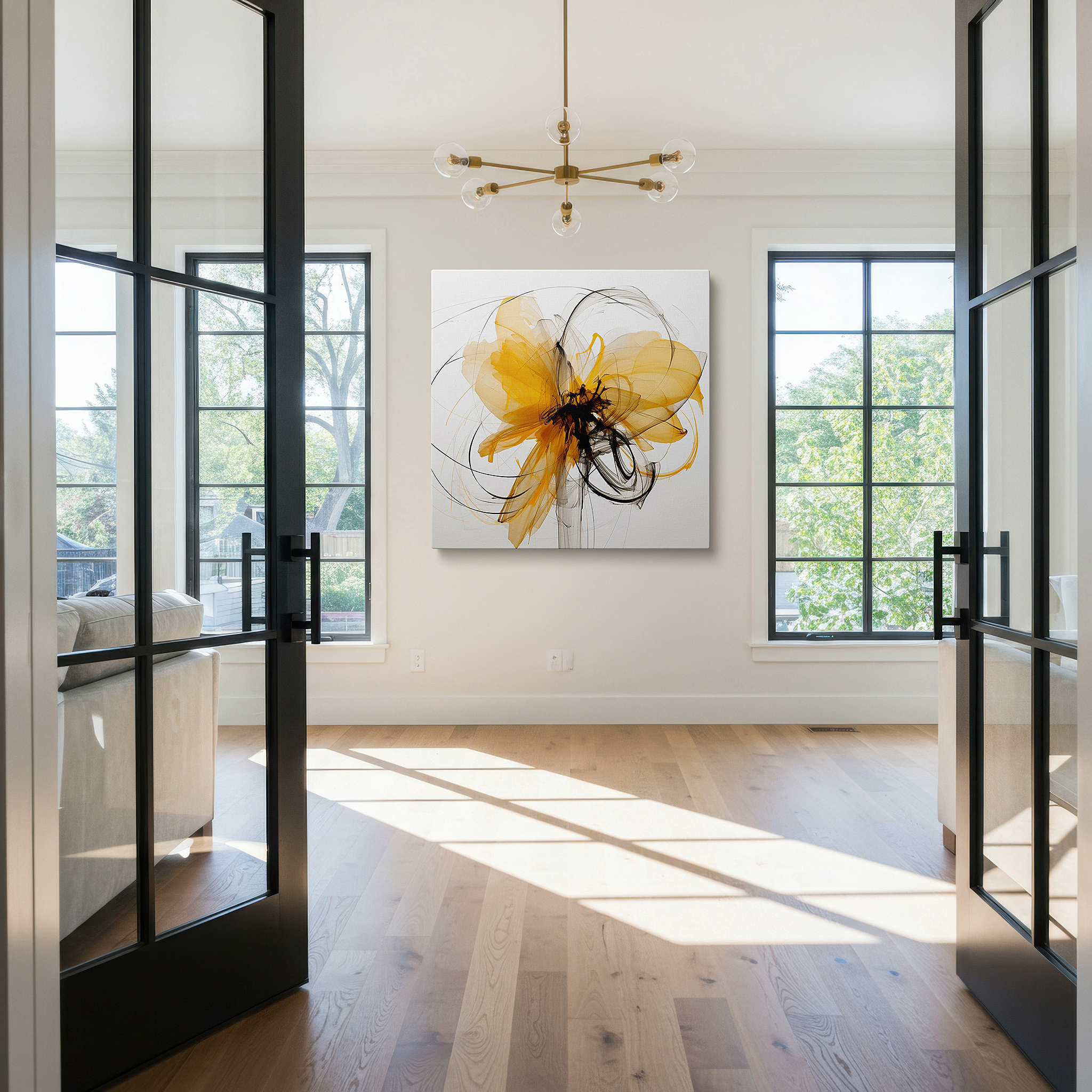 Available in 30×20 cm — a subtle addition to small personal spaces — yellow and black passionate and creative large wall art, canvas decor for office, bedroom, and living spaces
