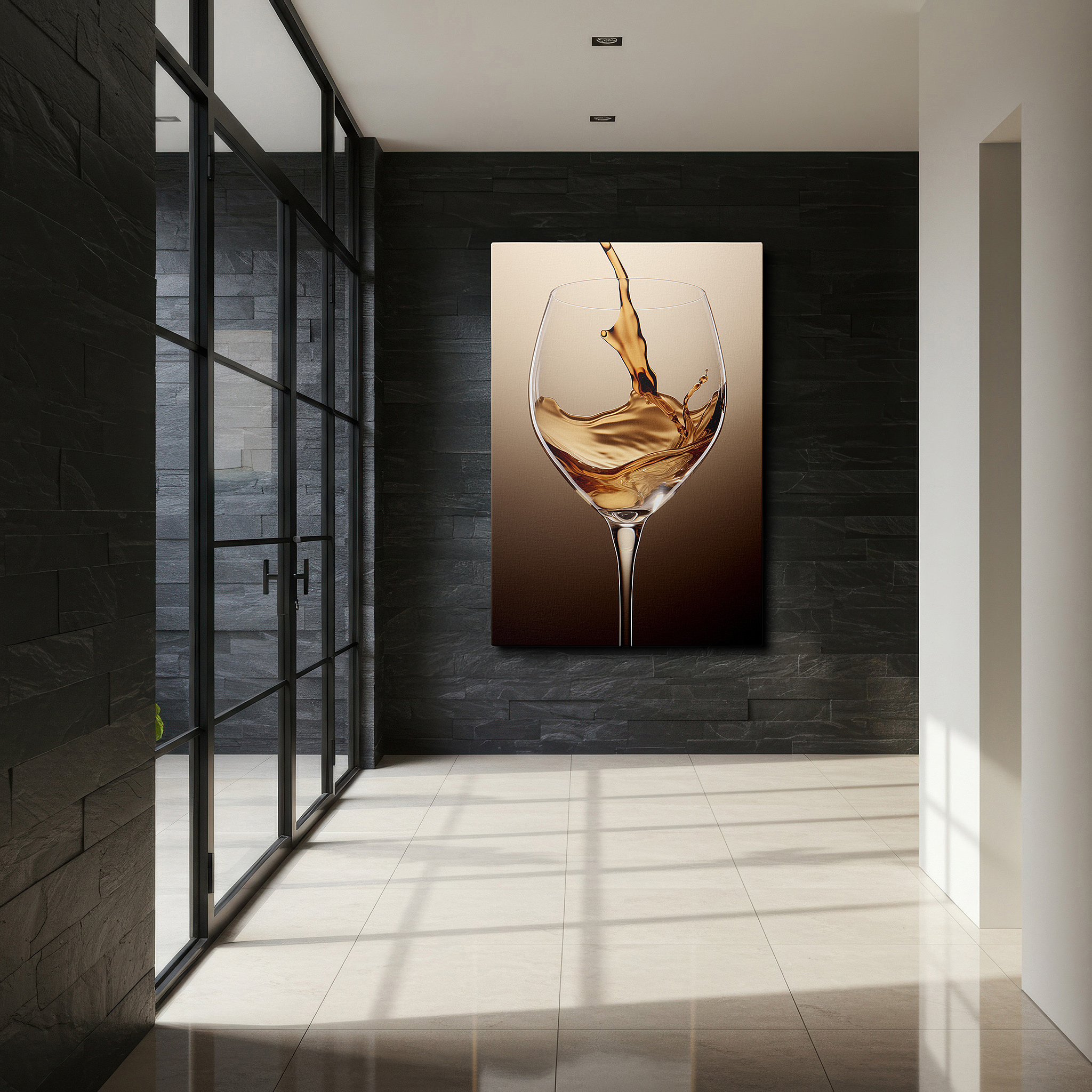 Back view reveals professional finishing and solid wood frame — golden elixir flowing into crystal: a symphony of light and luxury - large canvas wall art for office and bedroom decor