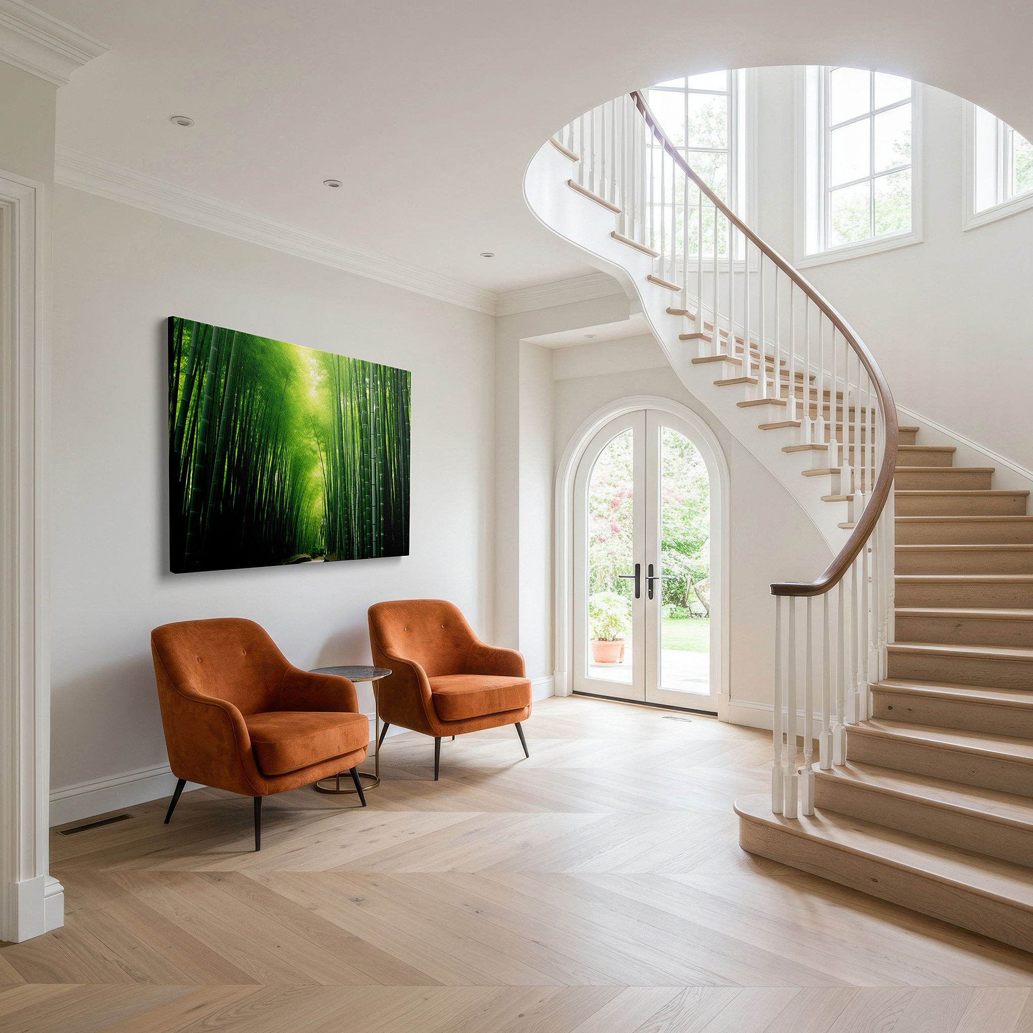 Bold and expansive at 90×60 cm — ideal for making a statement above large furniture — bamboo grove wall art: tranquil pathway design for serene reflections - large canvas art for home and office decor, ideal for living room and bedroom