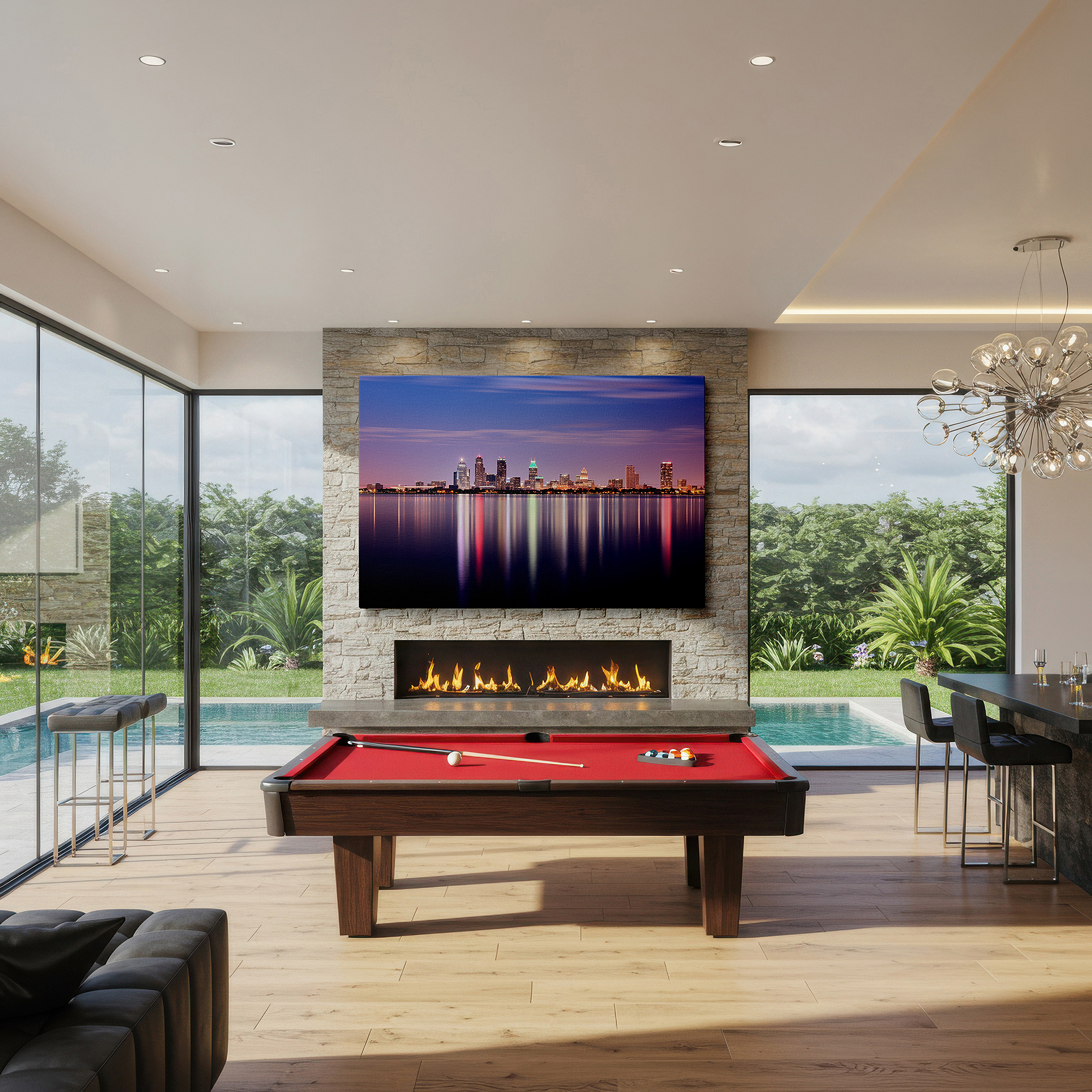 Bold and expansive at 90×60 cm — ideal for making a statement above large furniture — cleveland skyline at dawn - serene transition with renewal and optimism hues large wall art, canvas wall art, wall art decor, office wall art