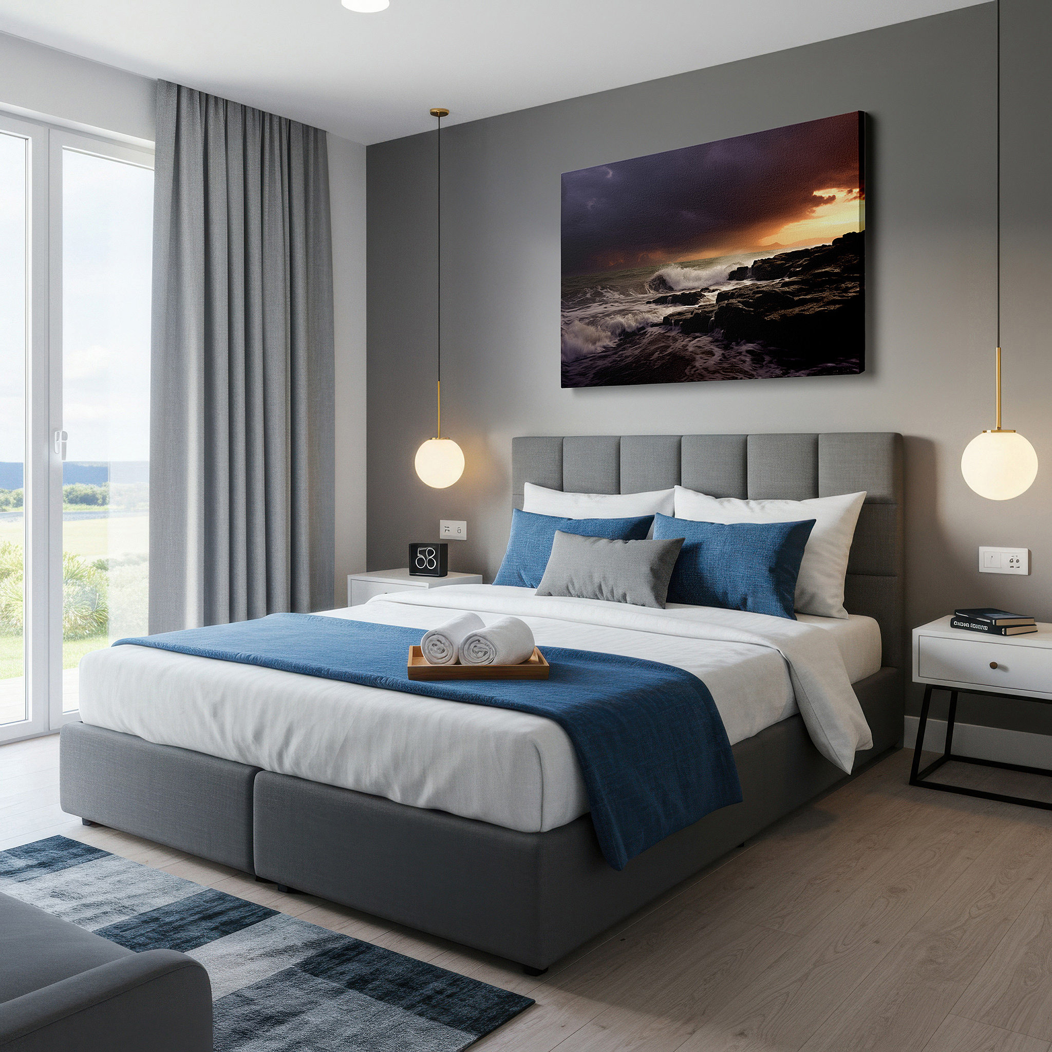 Bold and expansive at 90×60 cm — ideal for making a statement above large furniture — dramatic seascape wall art: embodying nature's wild spirit and immense power - ideal for office and bedroom decor