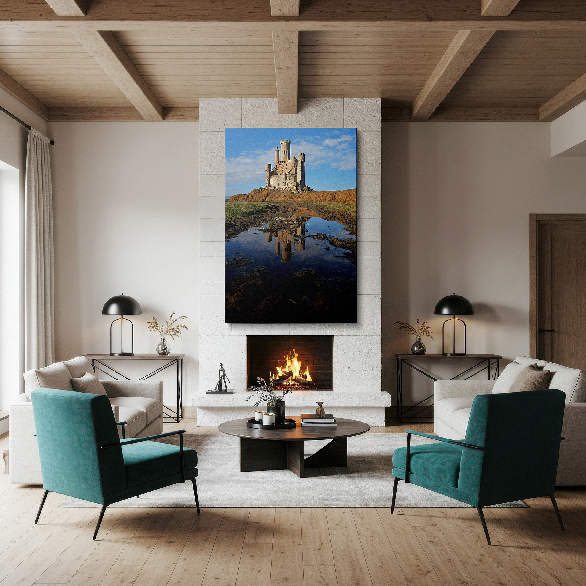 Bold and expansive at 90×60 cm — ideal for making a statement above large furniture — medieval castle ruins embraced by time large canvas wall art for office, bedroom, and living room decor