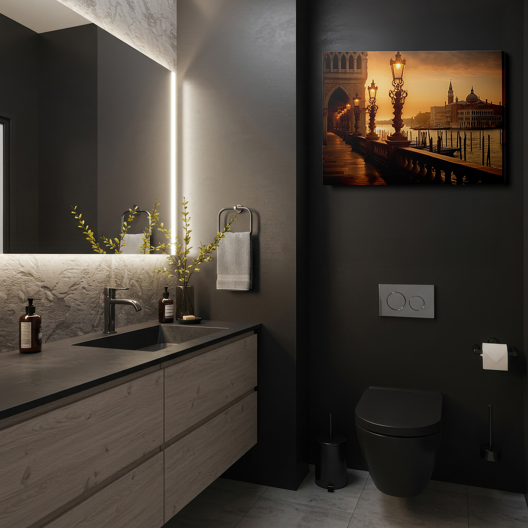 Bold and expansive at 90×60 cm — ideal for making a statement above large furniture — sunset serenity at the waterfront wall art: experience tranquility with a blend of light, shadows, and historical charm - perfect for home or office decor
