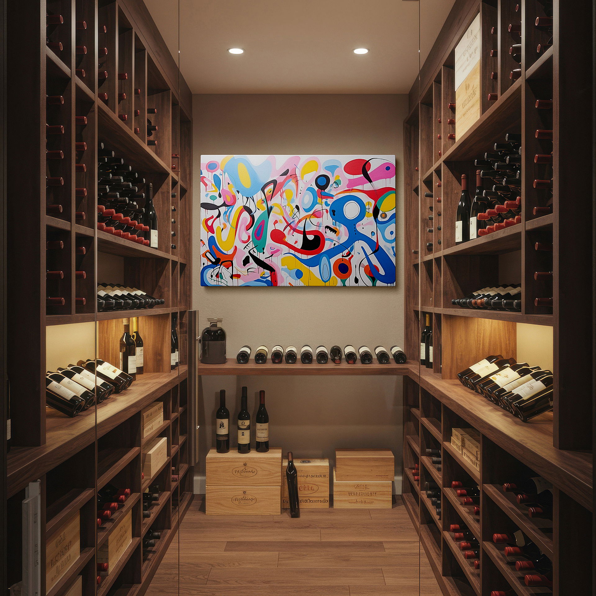 Close-up shows rich pigment, color blending, and brushwork texture — colorful abstract exploration in color and motion: large canvas wall art for office, bedroom, and living room decor