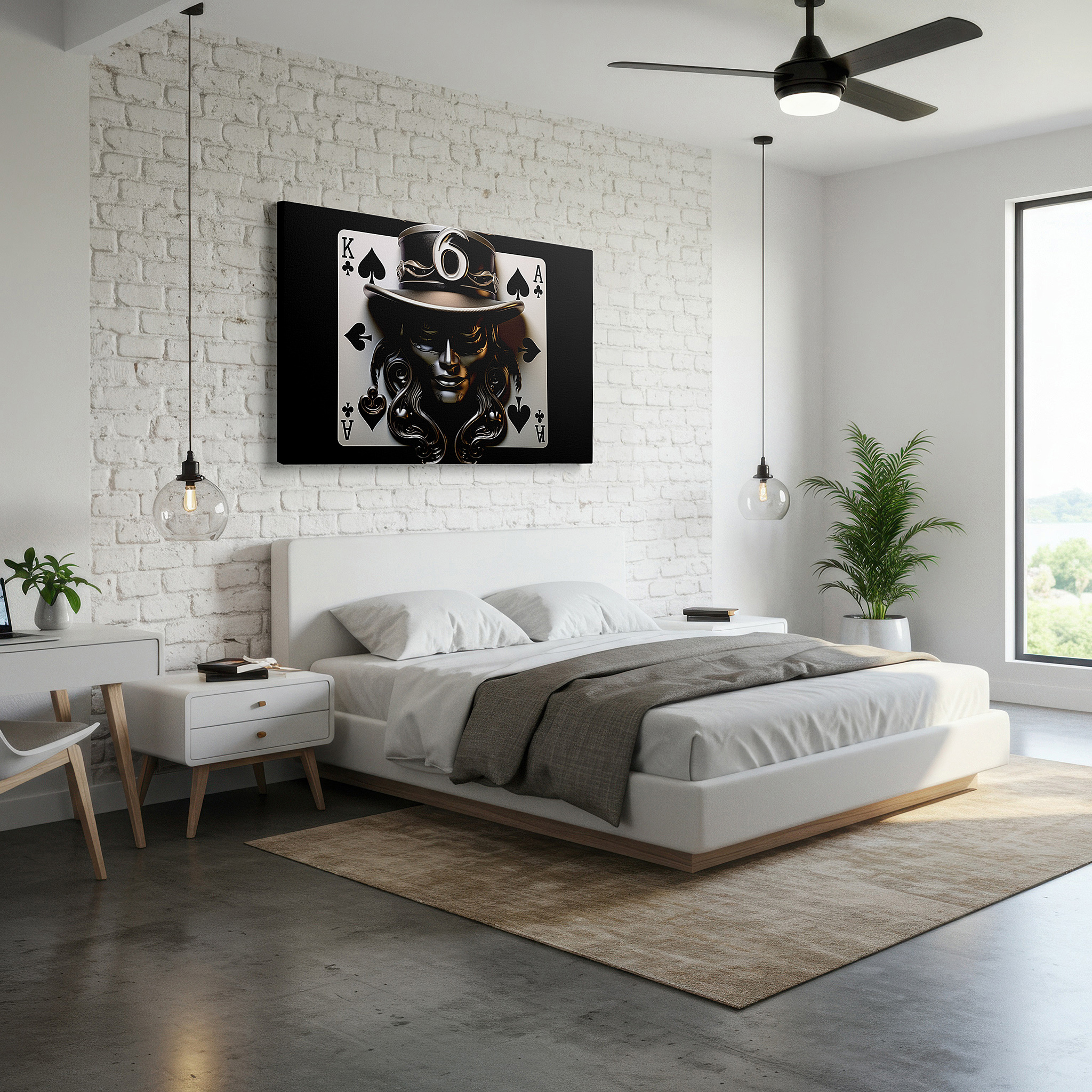 Framed by abstract decor and natural-toned accessories — merging fantasy with high fashion in a game of hidden identities: large wall art, canvas wall art, wall decor for offices and bedrooms