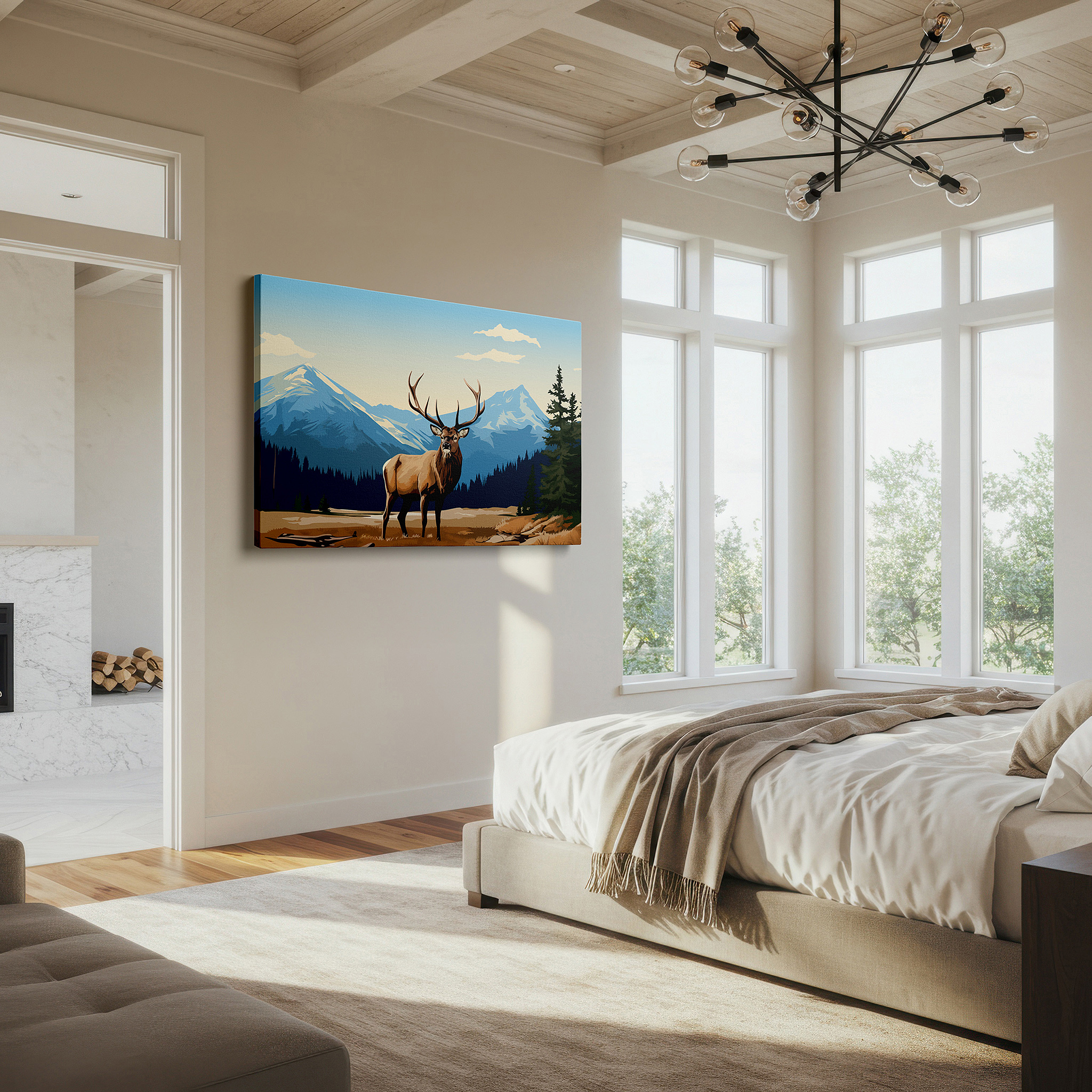 Gently illuminated by ambient lighting in an entryway — enchanting ancient cityscape illuminated by sunset, a blend of cultural unity and warmth, large wall art, canvas wall art, wall decor