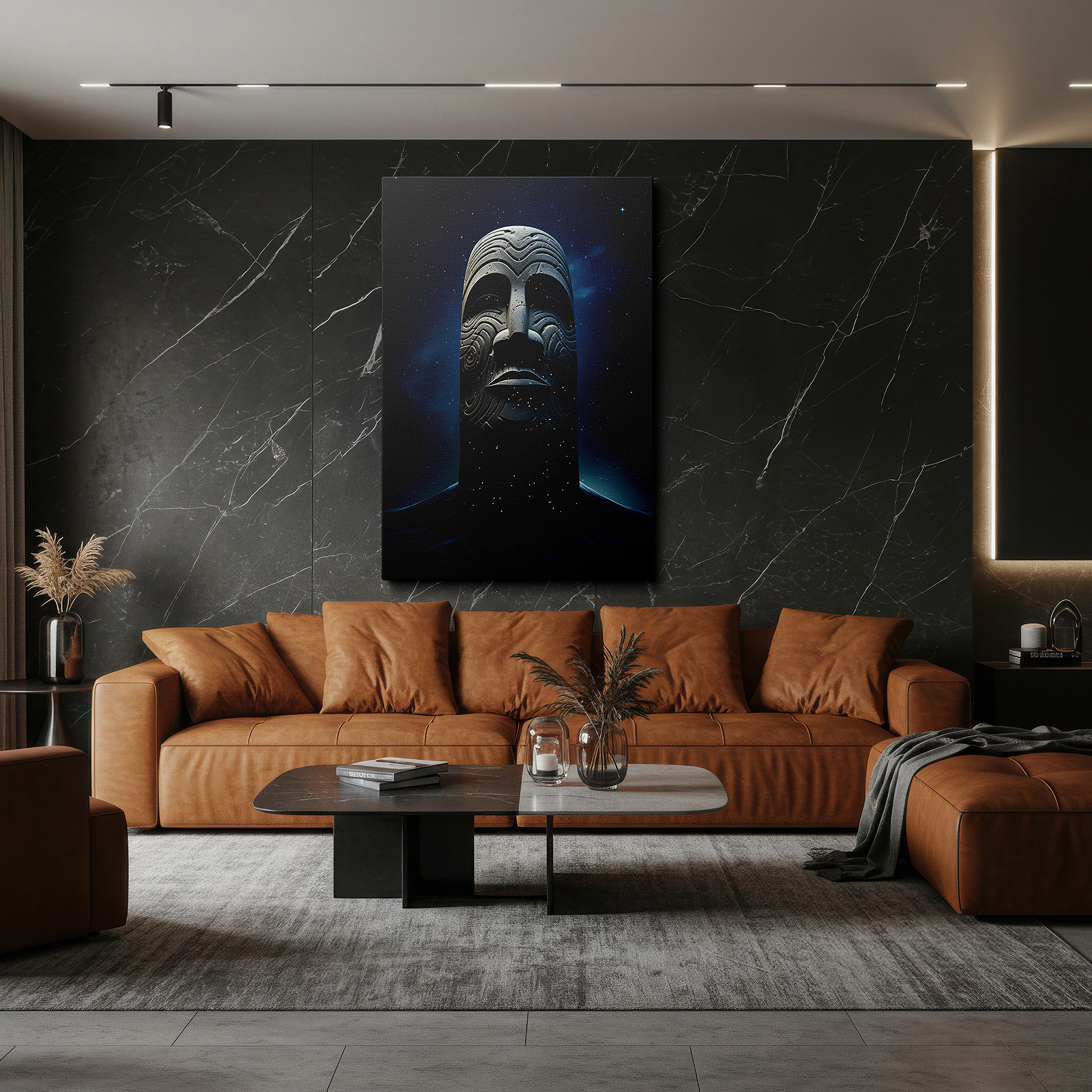 Hung in a cozy reading nook beside a floor lamp and bookshelf — cosmic dance of light and infinity: large wall art for office, bedroom, and living room