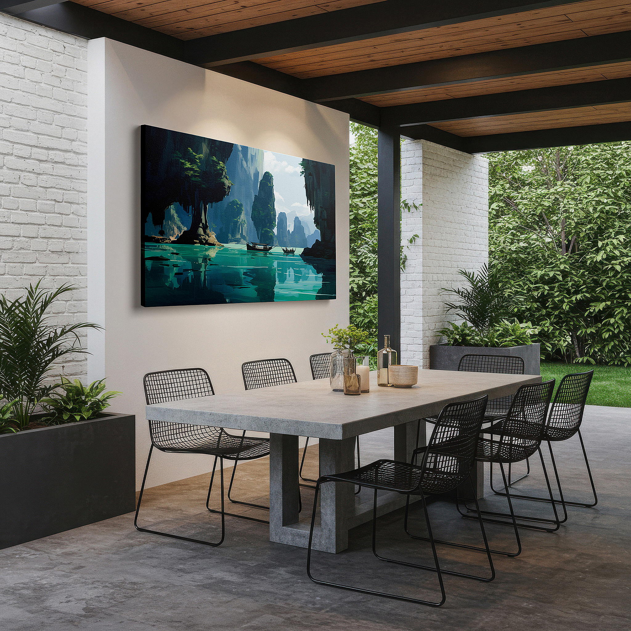 Installation made easy with a centered hook and clean wire mount — serene lake and misty mountains: majestic and tranquil landscape large wall art, canvas wall art, wall decor for office