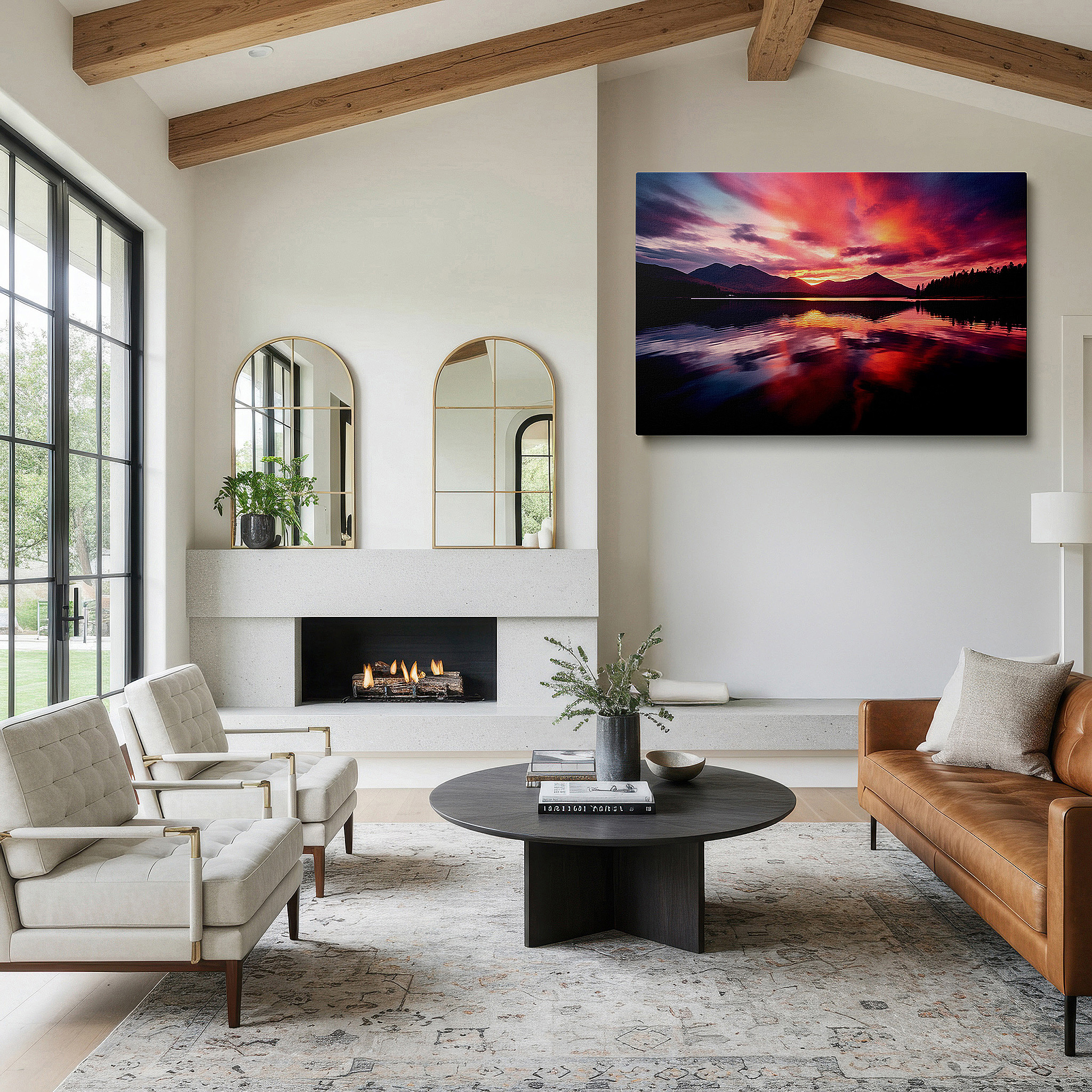 Installation made easy with a centered hook and clean wire mount — serene sunset reflection: sublime tranquility and awe-inspiring beauty - large canvas wall art for office and bedroom decor