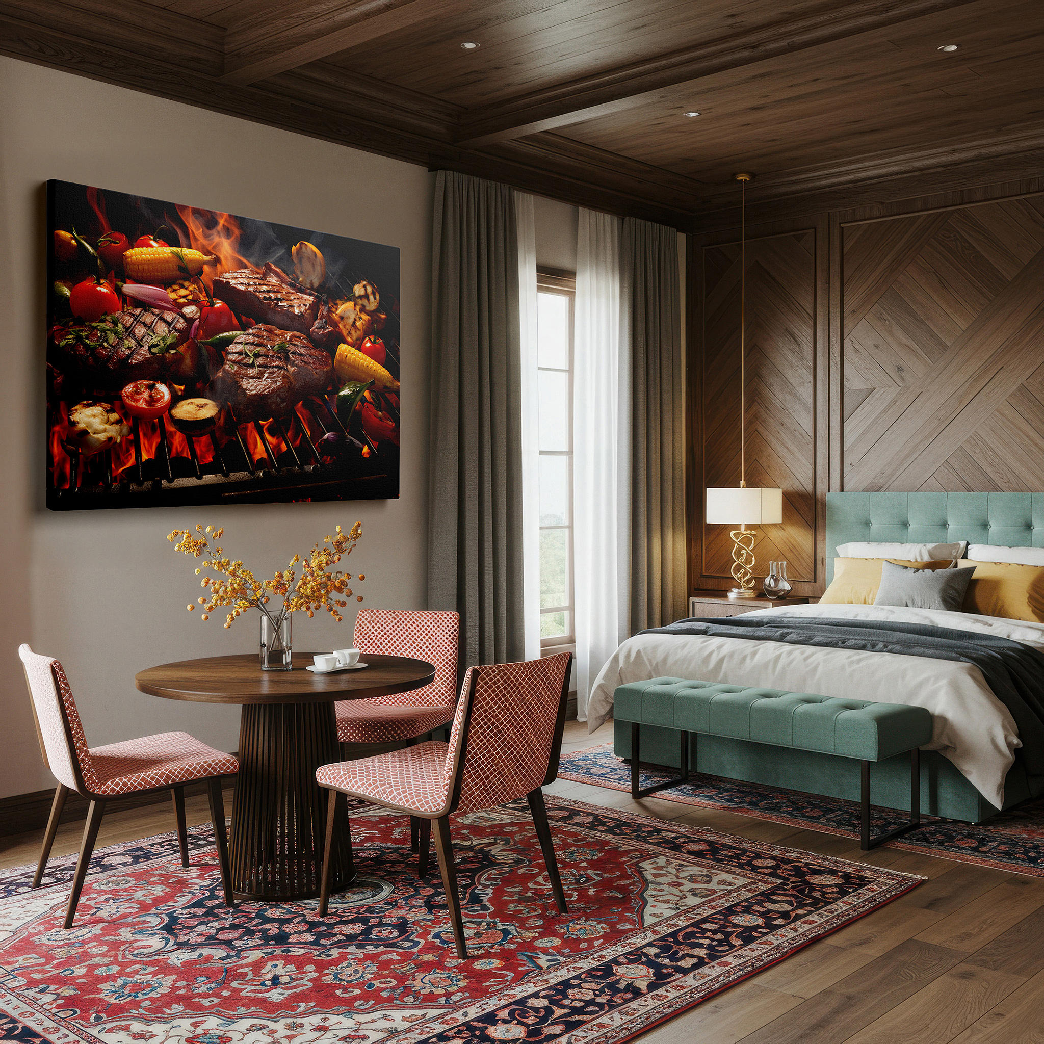 Installation made easy with a centered hook and clean wire mount — wall art: celebrate summer with bbq grill, bright vegetables, and shared happiness - large canvas for home or office decor, perfect for living room or bedroom