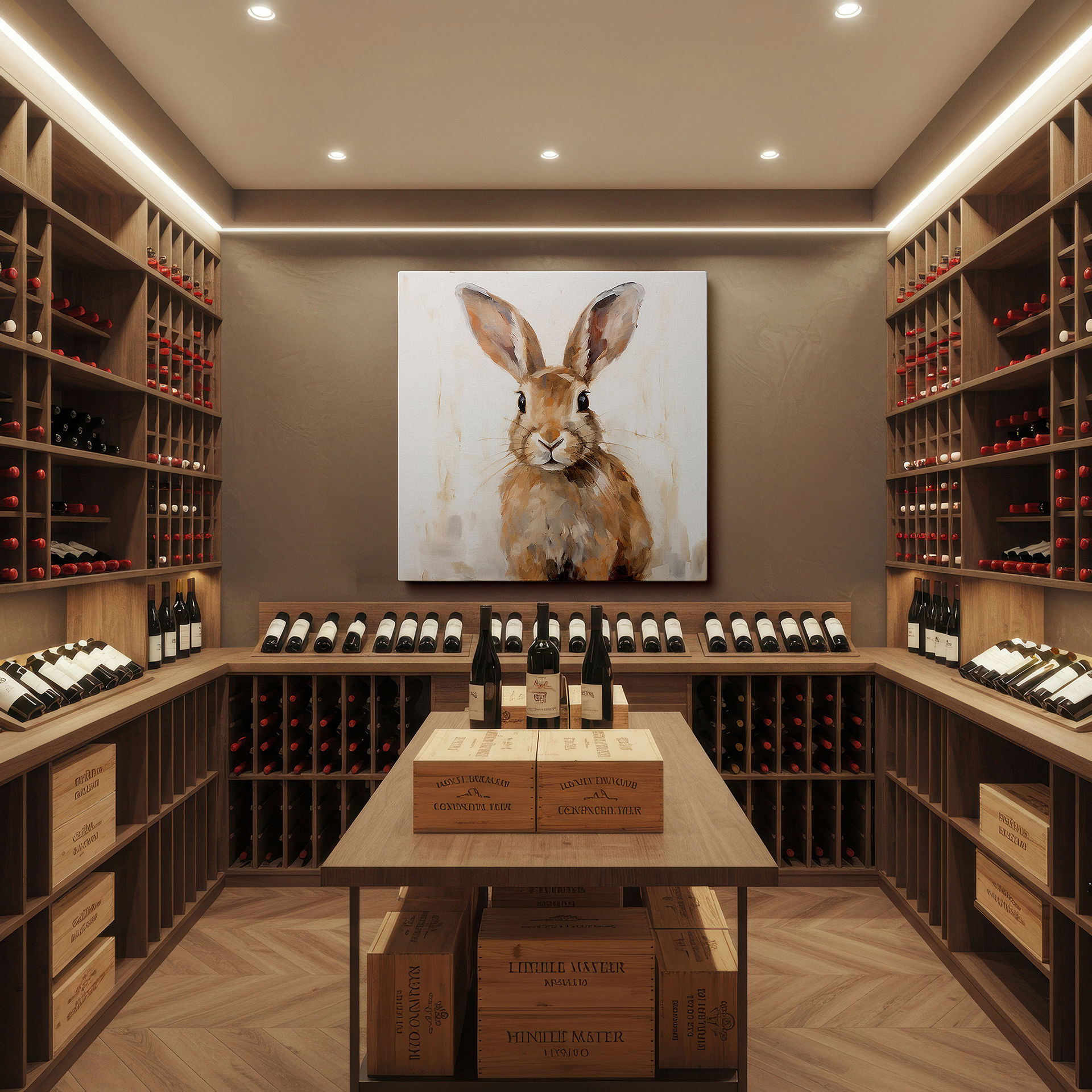 Installation made easy with a centered hook and clean wire mount — wall decor: stunningly detailed rabbit portrait embraces