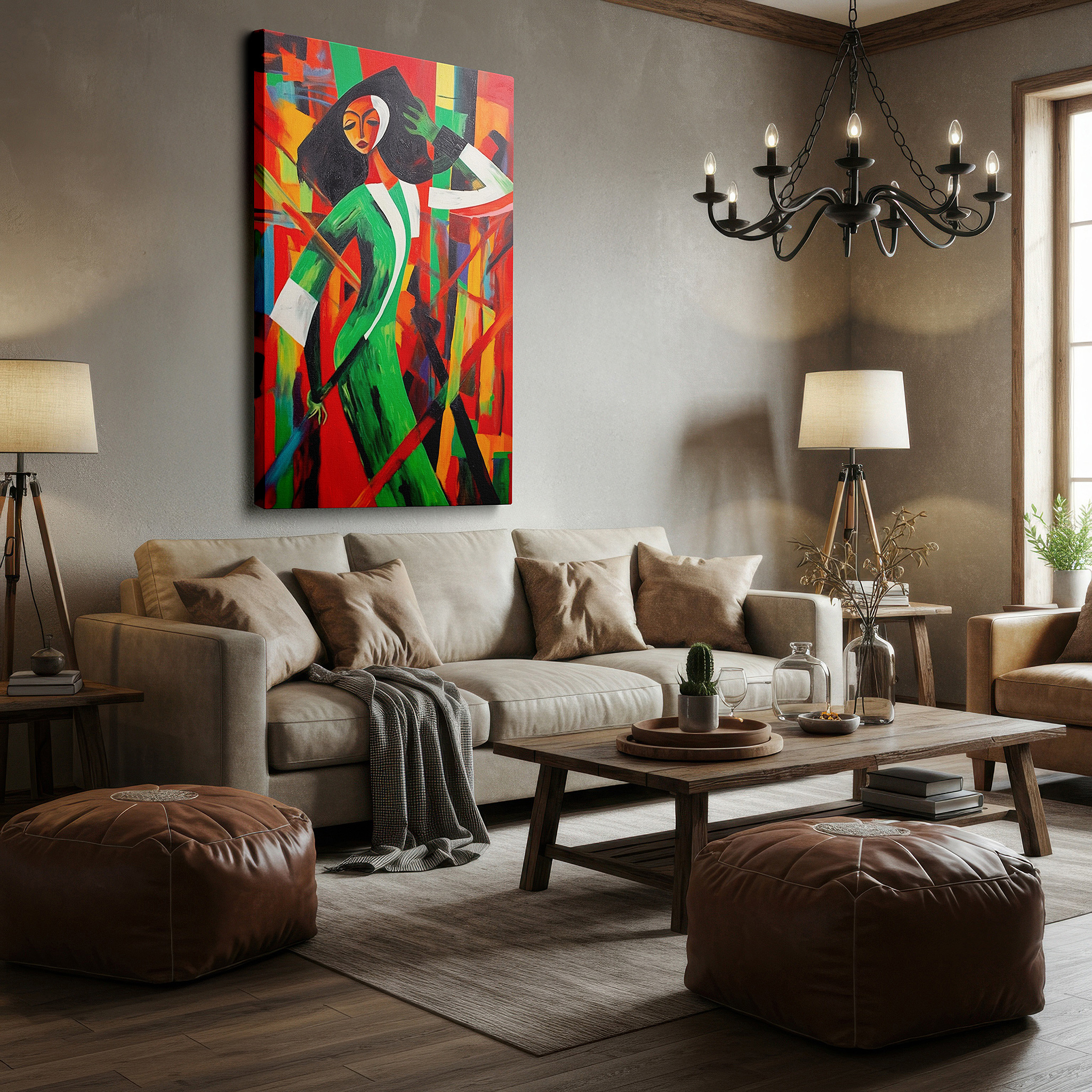 Lighting brings out layered depth in the print’s surface grain — enhance your space with bold abstract art: large canvas prints for home and office decor, perfect for living rooms, bedrooms, and workspaces