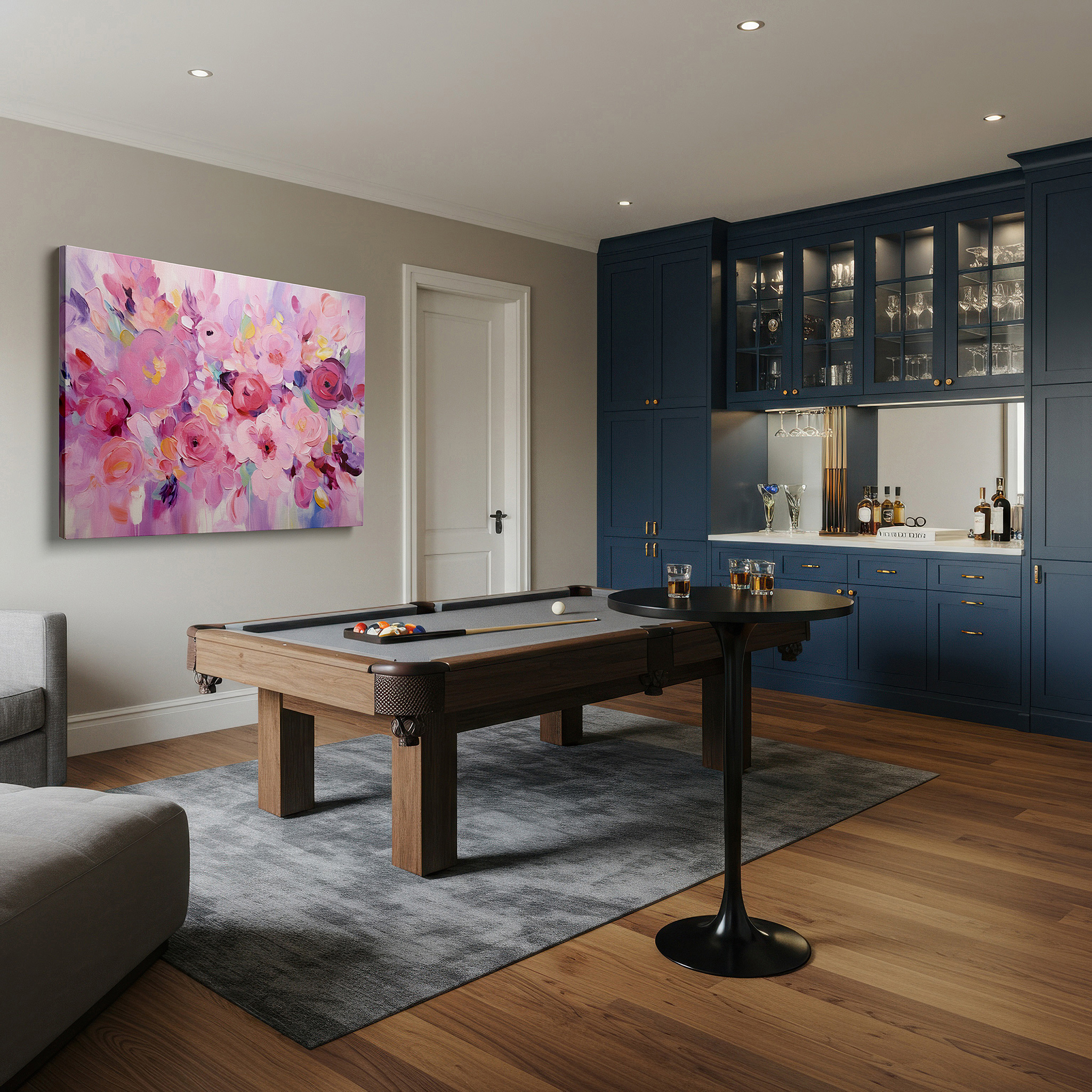 Lighting brings out layered depth in the print’s surface grain — pink and red flowers wall art: celebrating nature's delicate beauty - large canvas for office and bedroom decor