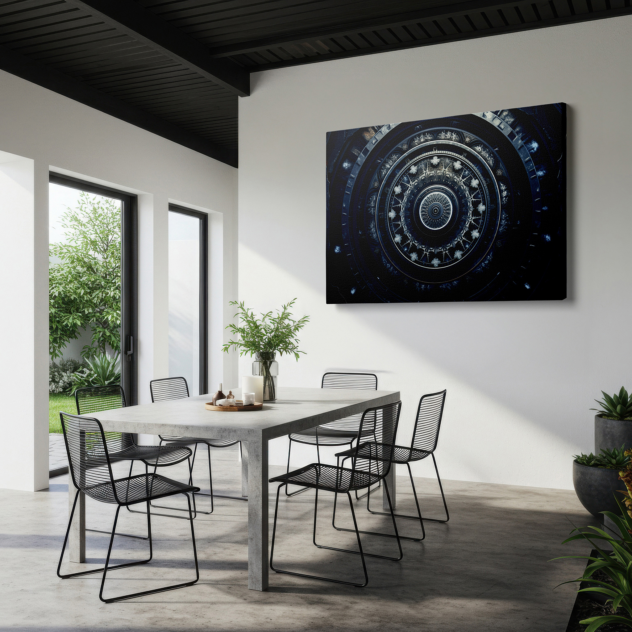 Perfectly sized at 45×30 cm for accenting shelves or narrow walls — elegant circular design with metallic highlights: large canvas wall art for office and bedroom decor