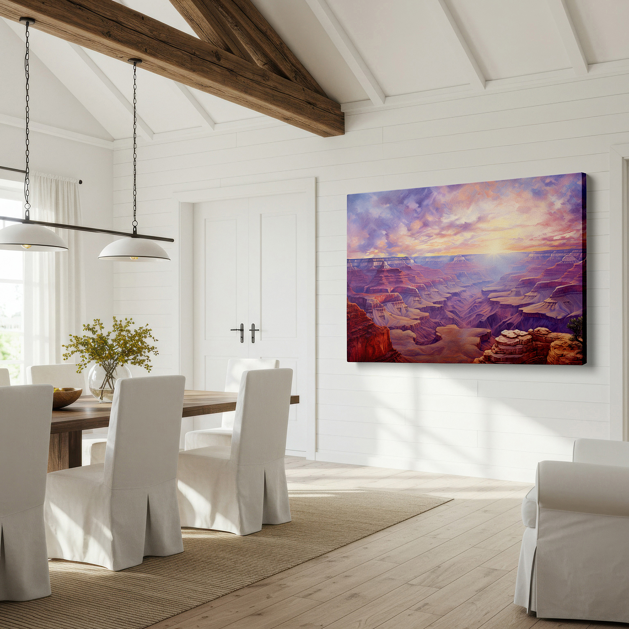 Perfectly sized at 45×30 cm for accenting shelves or narrow walls — grand canyon sunrise wall art: experience the fiery glow and rugged majesty of nature - large canvas for home or office decor