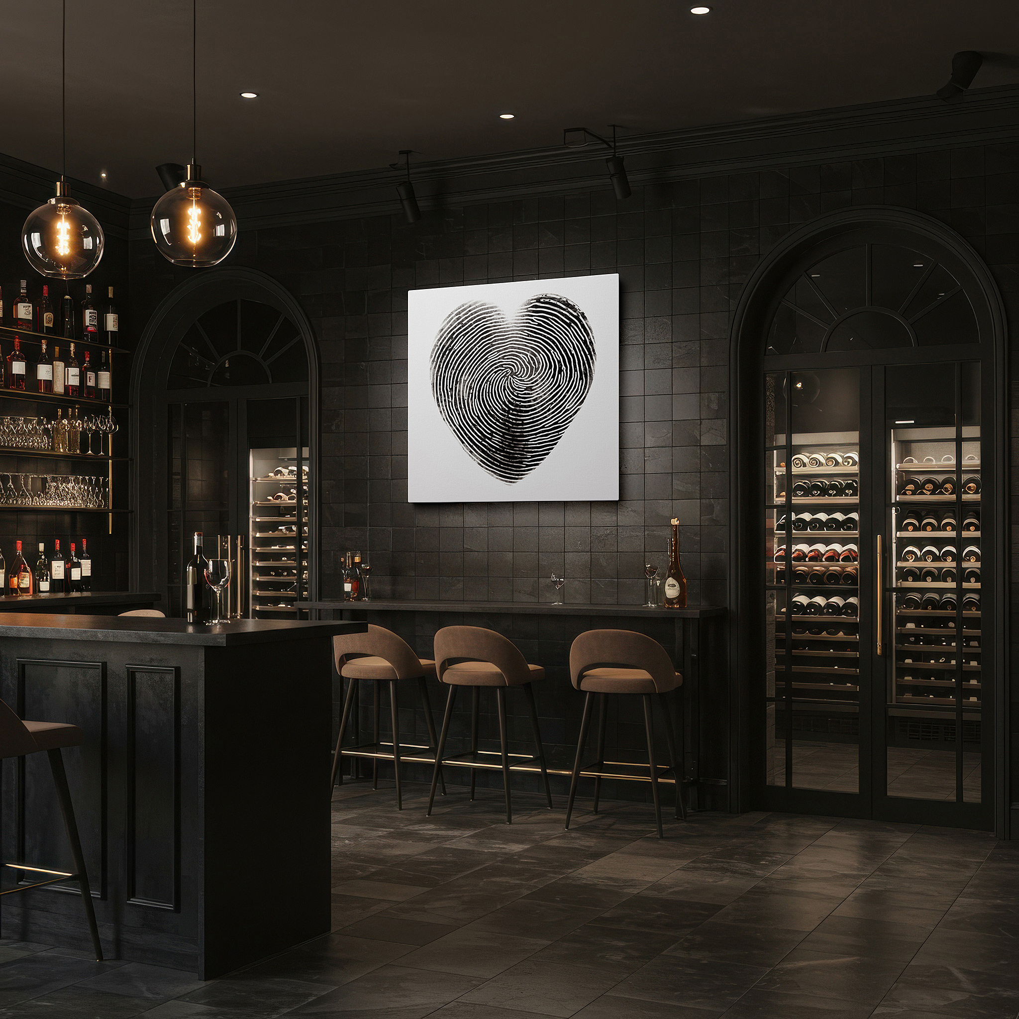 Perfectly sized at 45×30 cm for accenting shelves or narrow walls — heart-shaped fingerprint canvas: symbolizing love, identity, and enduring bonds - large wall art for home and office decor