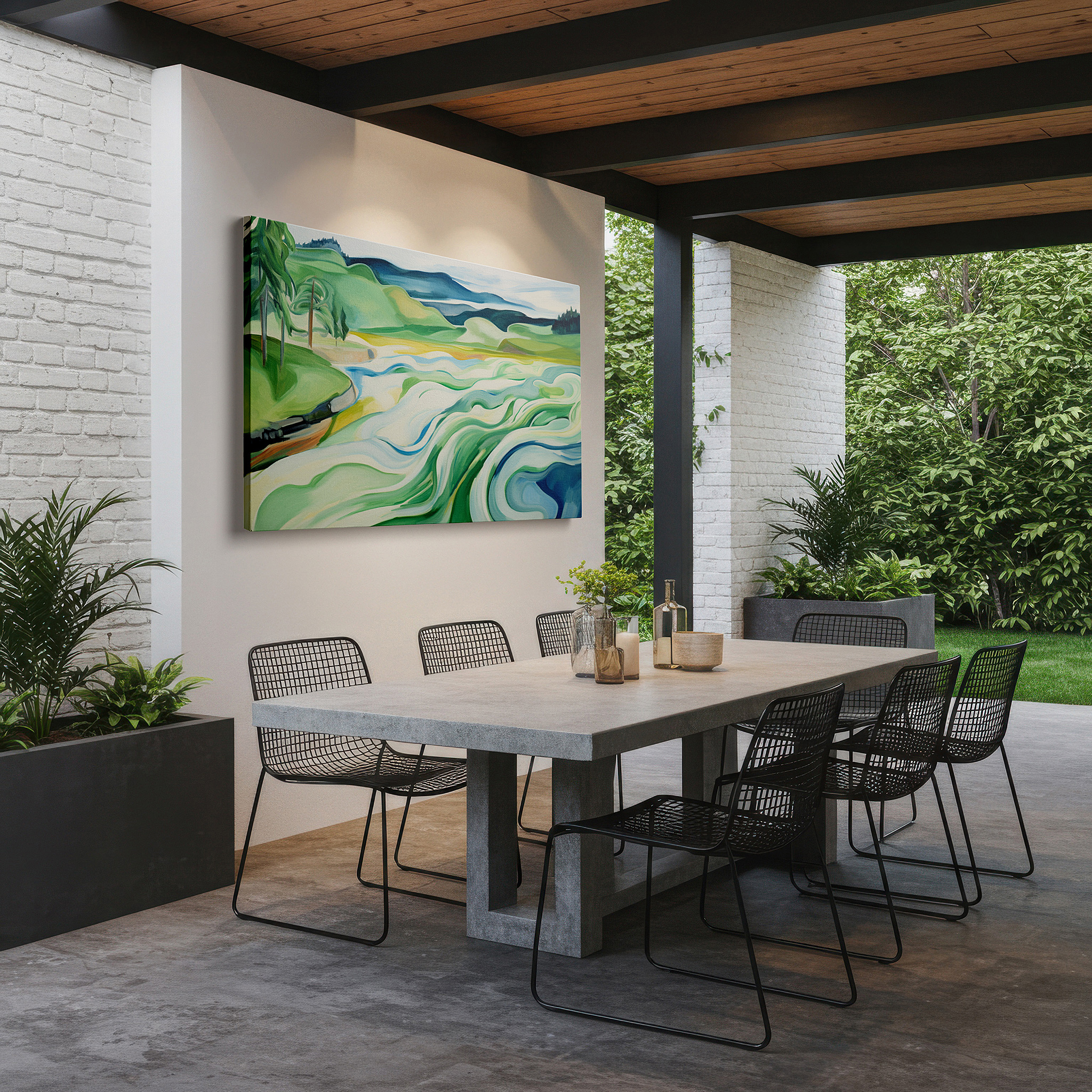 Perfectly sized at 45×30 cm for accenting shelves or narrow walls — serene waterscape featuring gentle hills and soft waves - tranquil mix of soft colors and abstract shapes, large wall art, canvas wall art