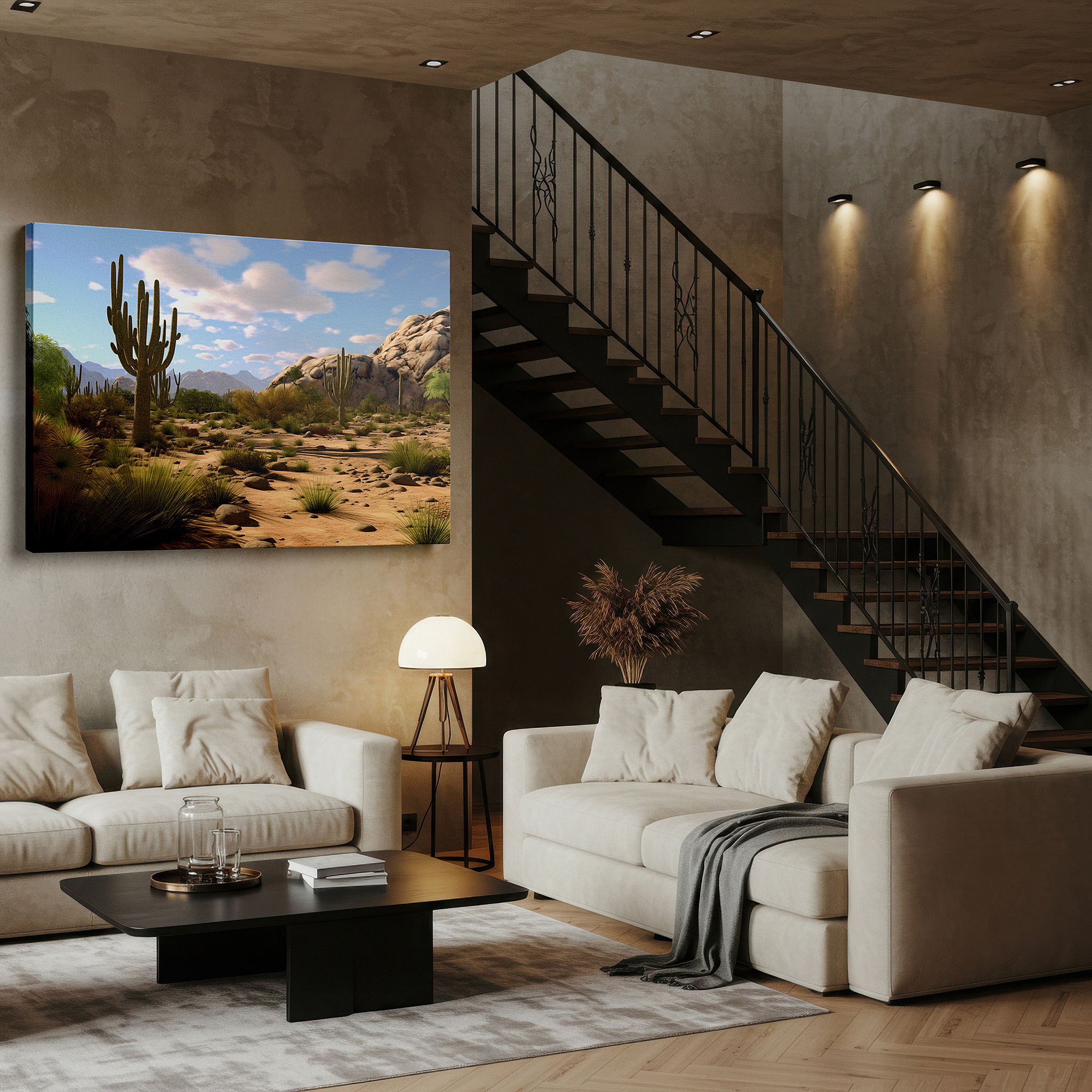 Perfectly sized at 45×30 cm for accenting shelves or narrow walls — towering cacti and expansive blue skies - vibrant desert scenery large wall art, canvas wall art, wall decor for office, bedroom, and living room