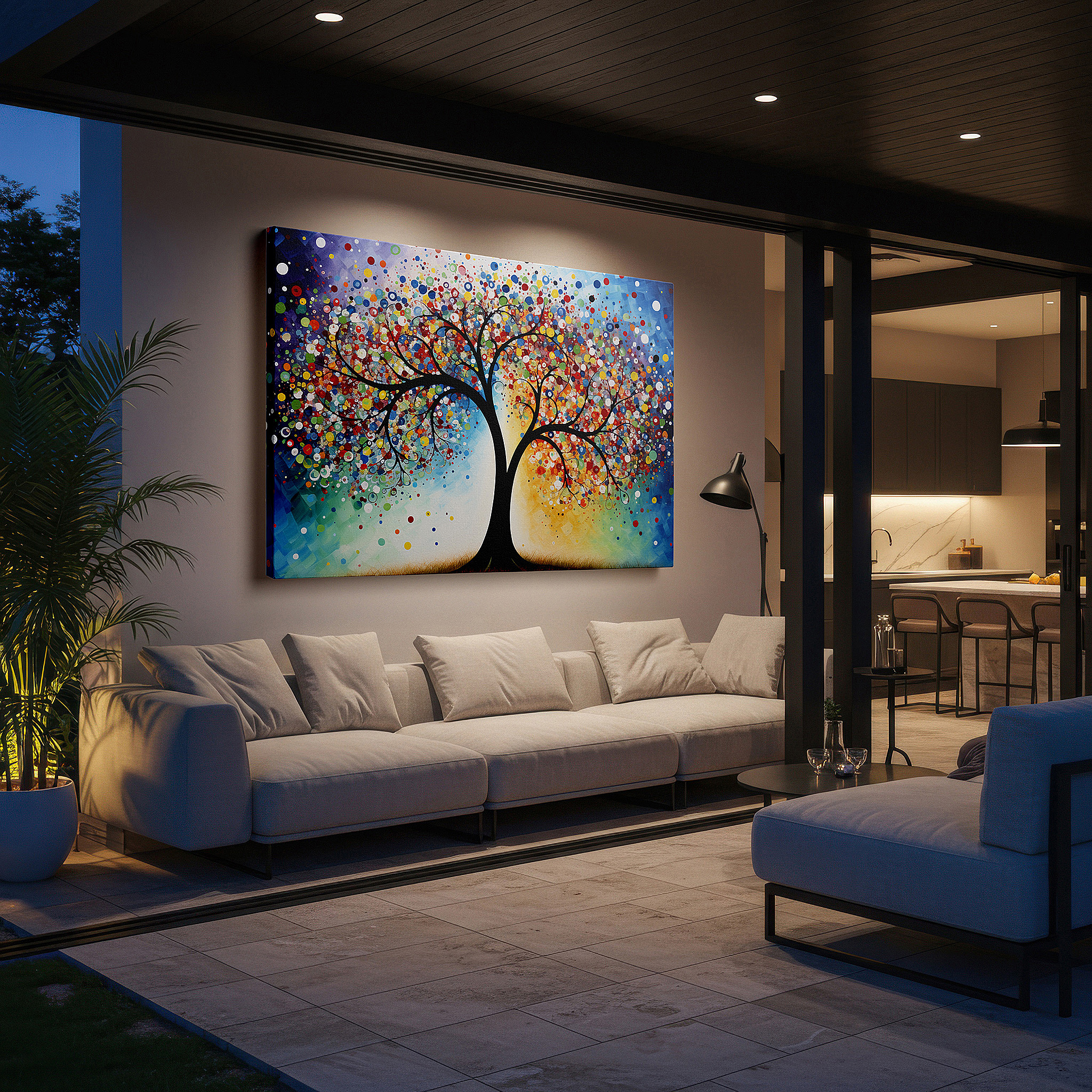 Perfectly sized at 45×30 cm for accenting shelves or narrow walls — vibrant abstract tree of life, symbolizing growth and harmony, large canvas wall art for office and bedroom decor
