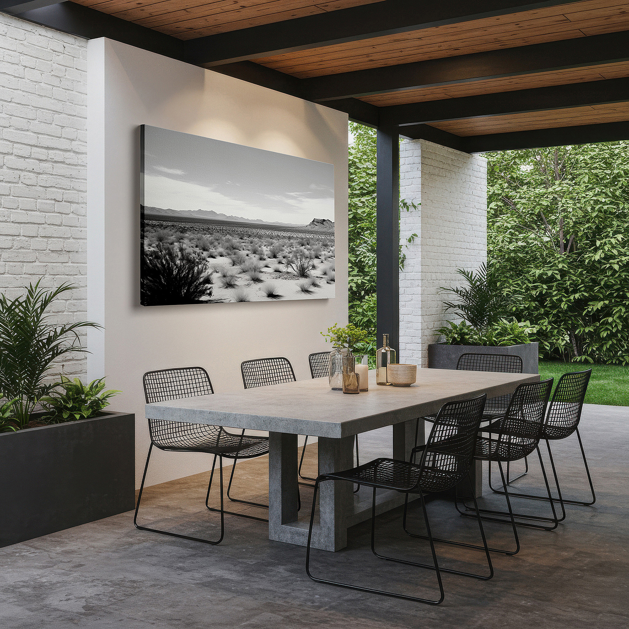 Set in a minimalist interior with textured walls and soft rugs — monochrome serene desert dunes, tranquil nature scene with dynamic light and shadow, large wall art, canvas wall art, wall decor