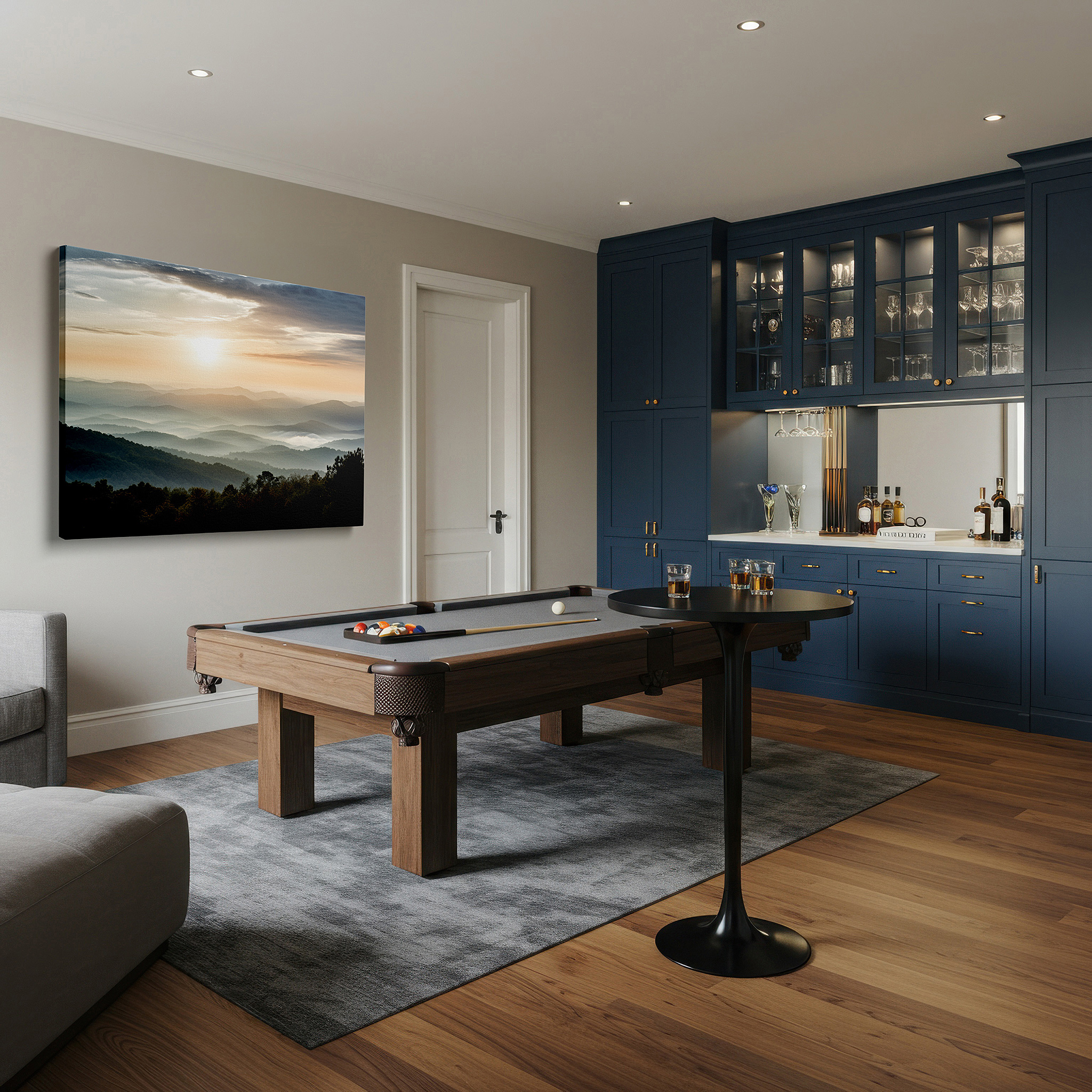 Side profile highlights a tightly wrapped canvas over a 3 cm deep stretcher — dawn's gentle embrace: serene landscape with misty valleys and rolling hills - large canvas wall art for office and bedroom decor