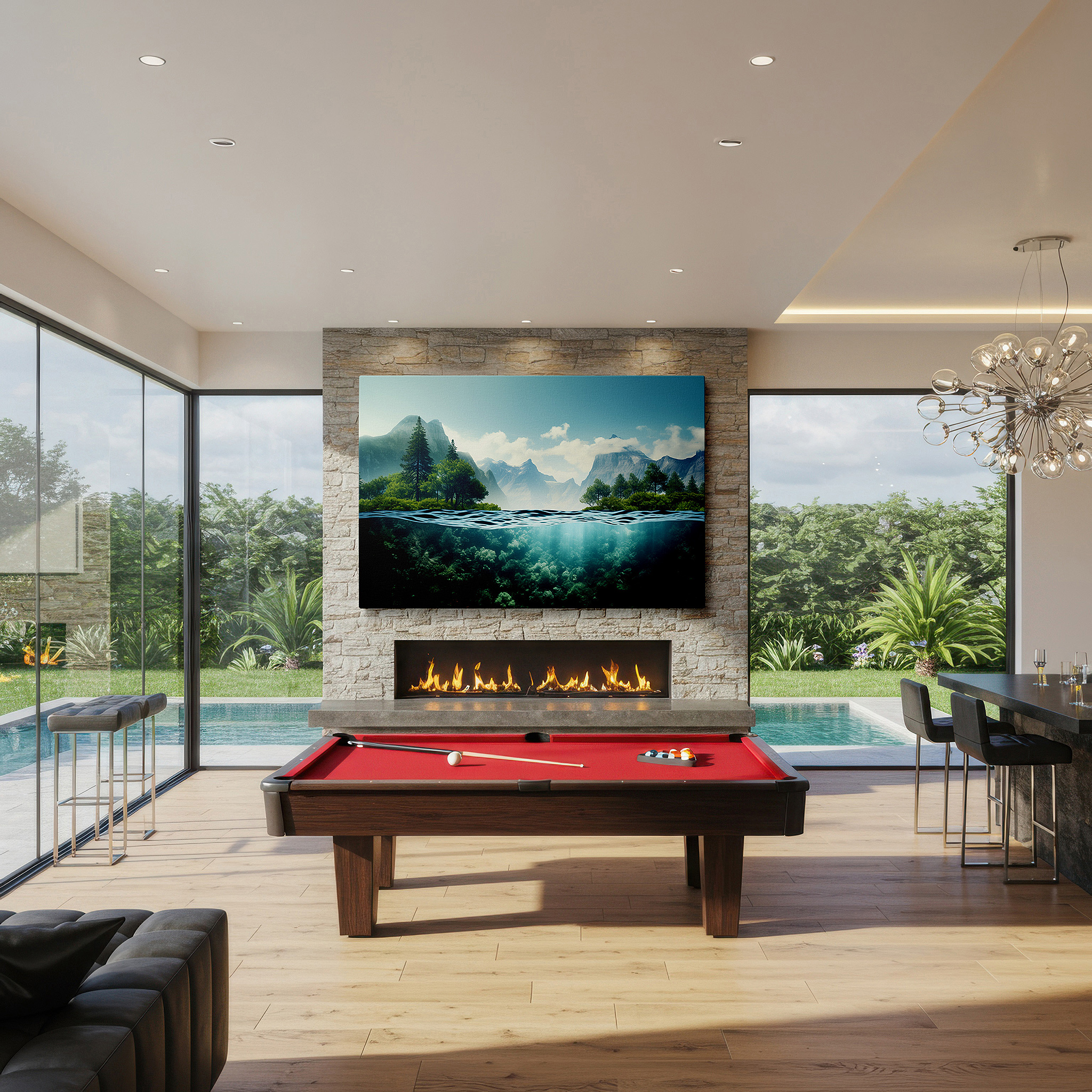 Side profile highlights a tightly wrapped canvas over a 3 cm deep stretcher — verdant forests to tranquil underwater realms: a seamless fusion of nature's diversity - large wall art, canvas wall art, wall art decor