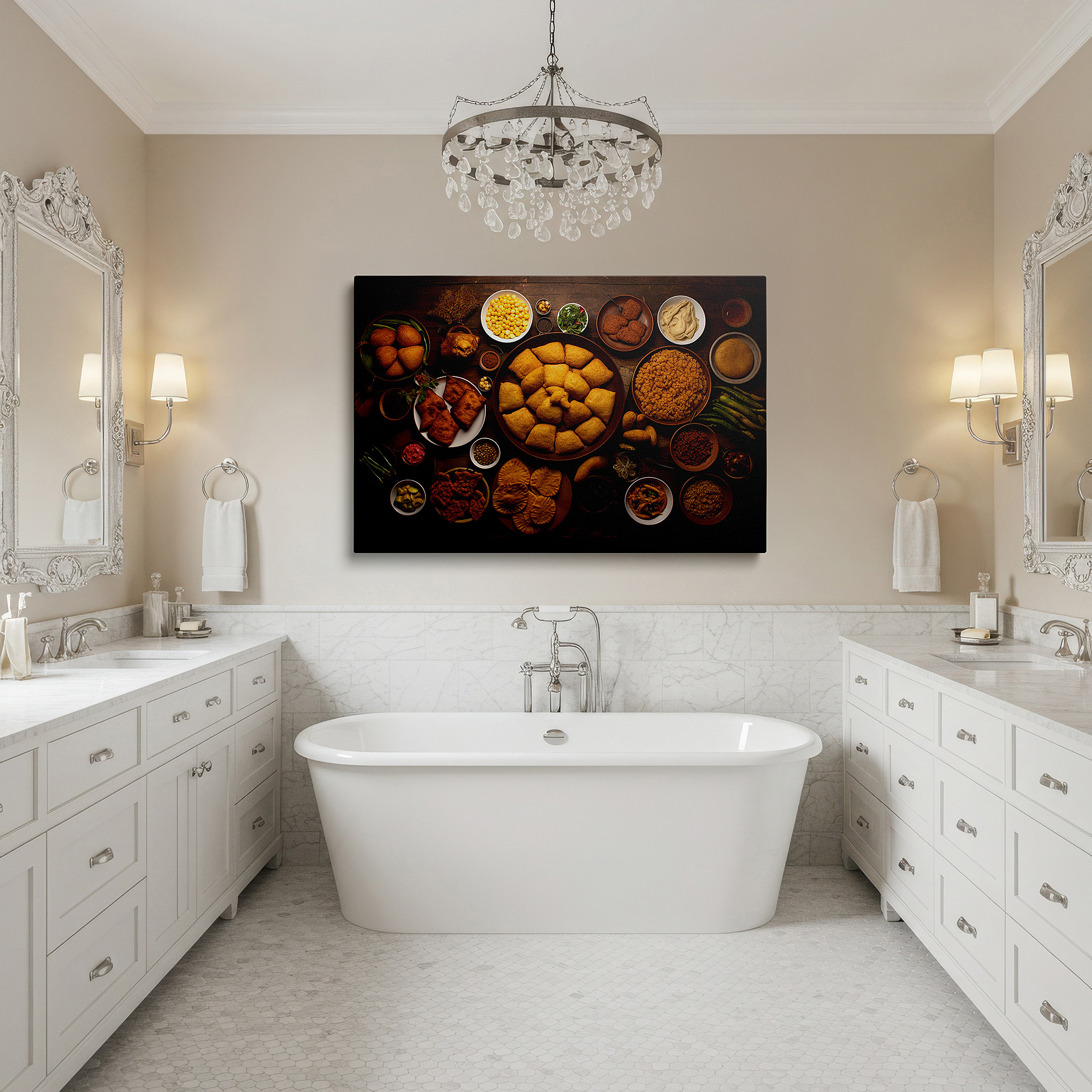 Side profile highlights a tightly wrapped canvas over a 3 cm deep stretcher — wall art: a visual celebration of india's diverse cuisine - featuring large canvas pieces perfect for office or bedroom decor