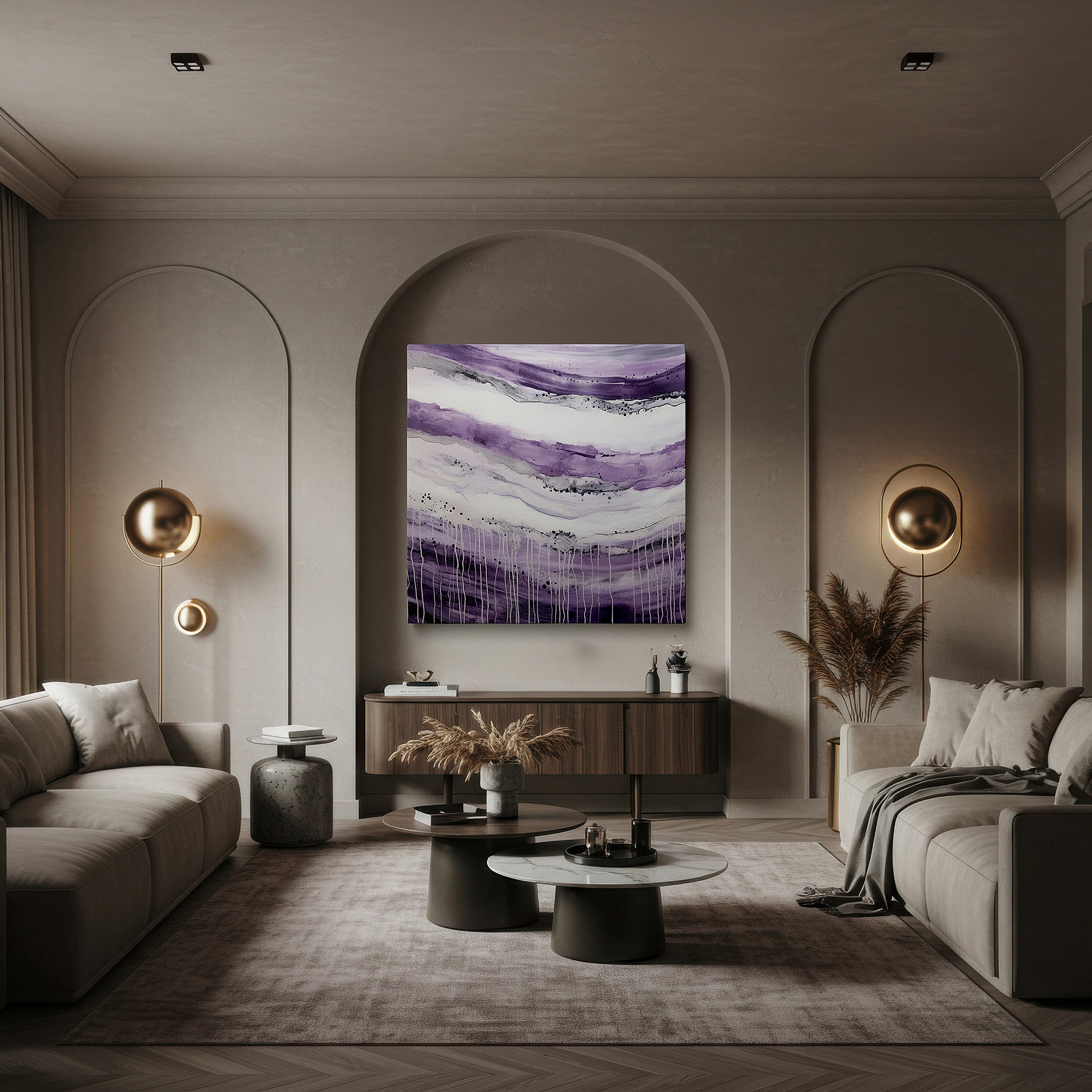 At 60×40 cm, this format fits effortlessly over dressers or benches — explore a visual adventure in purple shades and vibrant textures: large wall art, canvas wall art, wall decor for offices, bedrooms, and living rooms