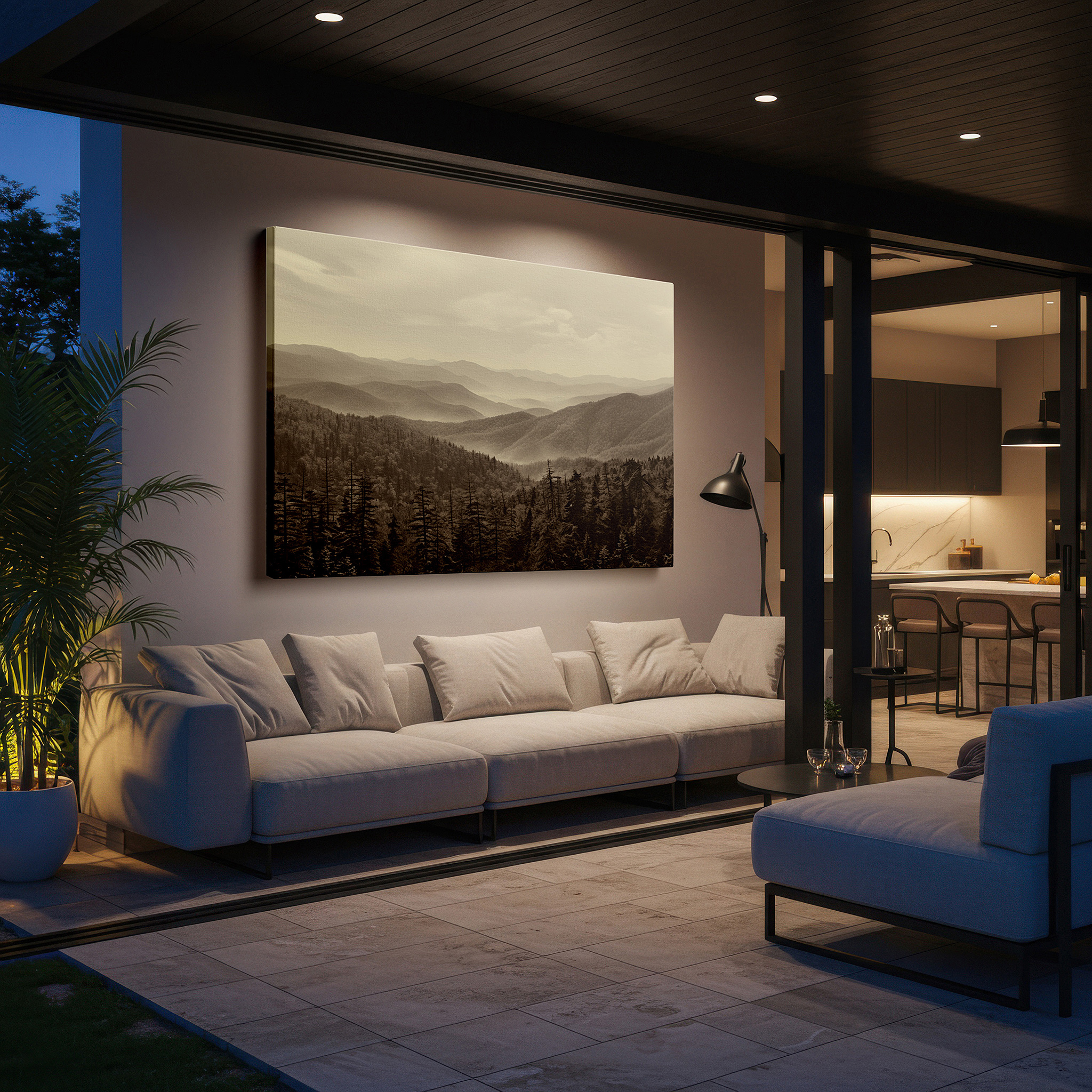 At 60×40 cm, this format fits effortlessly over dressers or benches — misty ethereal mountains, tranquil panoramic large wall art for serene spaces, canvas wall art, wall decor for office and bedroom