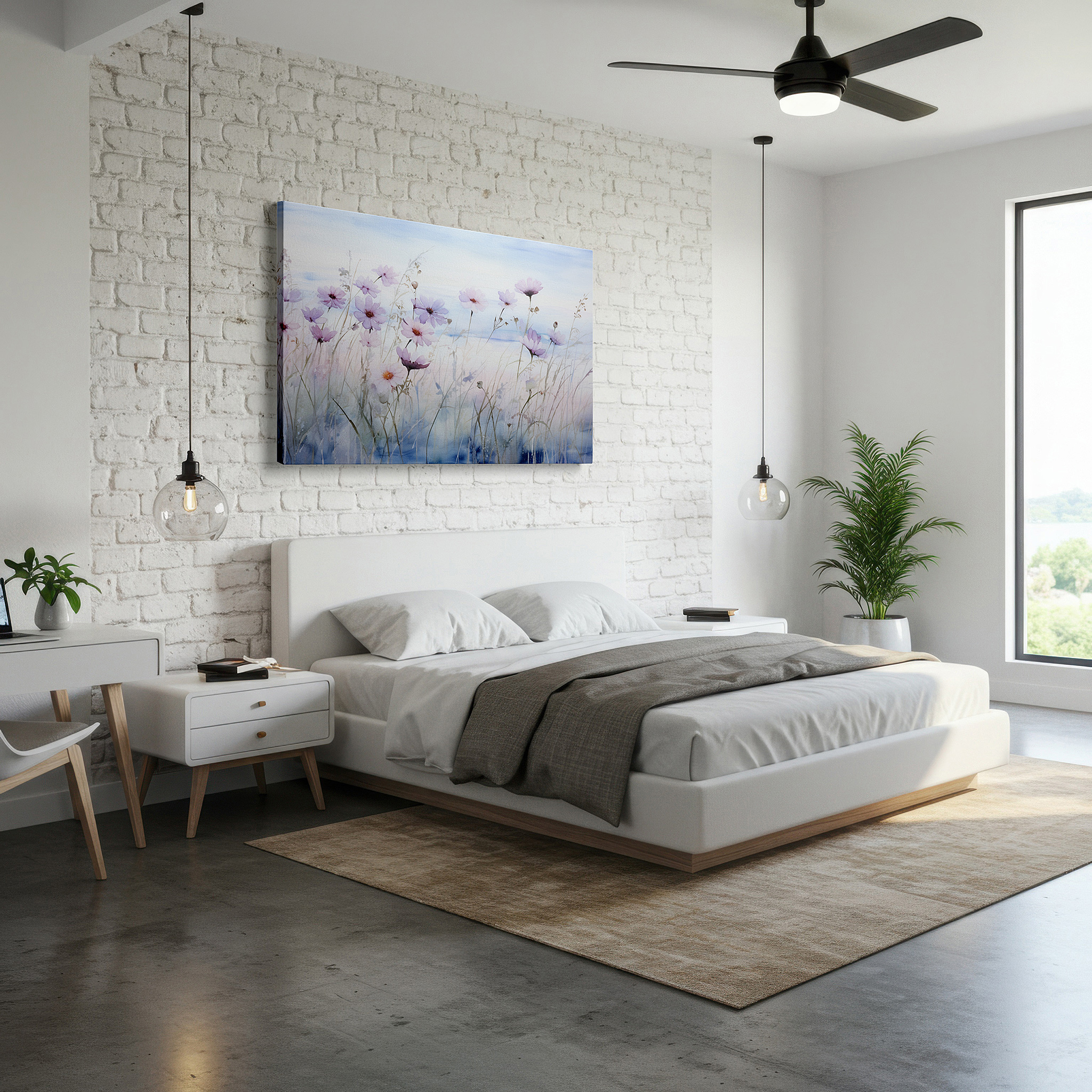 At 60×40 cm, this format fits effortlessly over dressers or benches — soft-hued serene blooms: tranquil floral wall art for peaceful spaces, perfect for office decor, large canvas prints