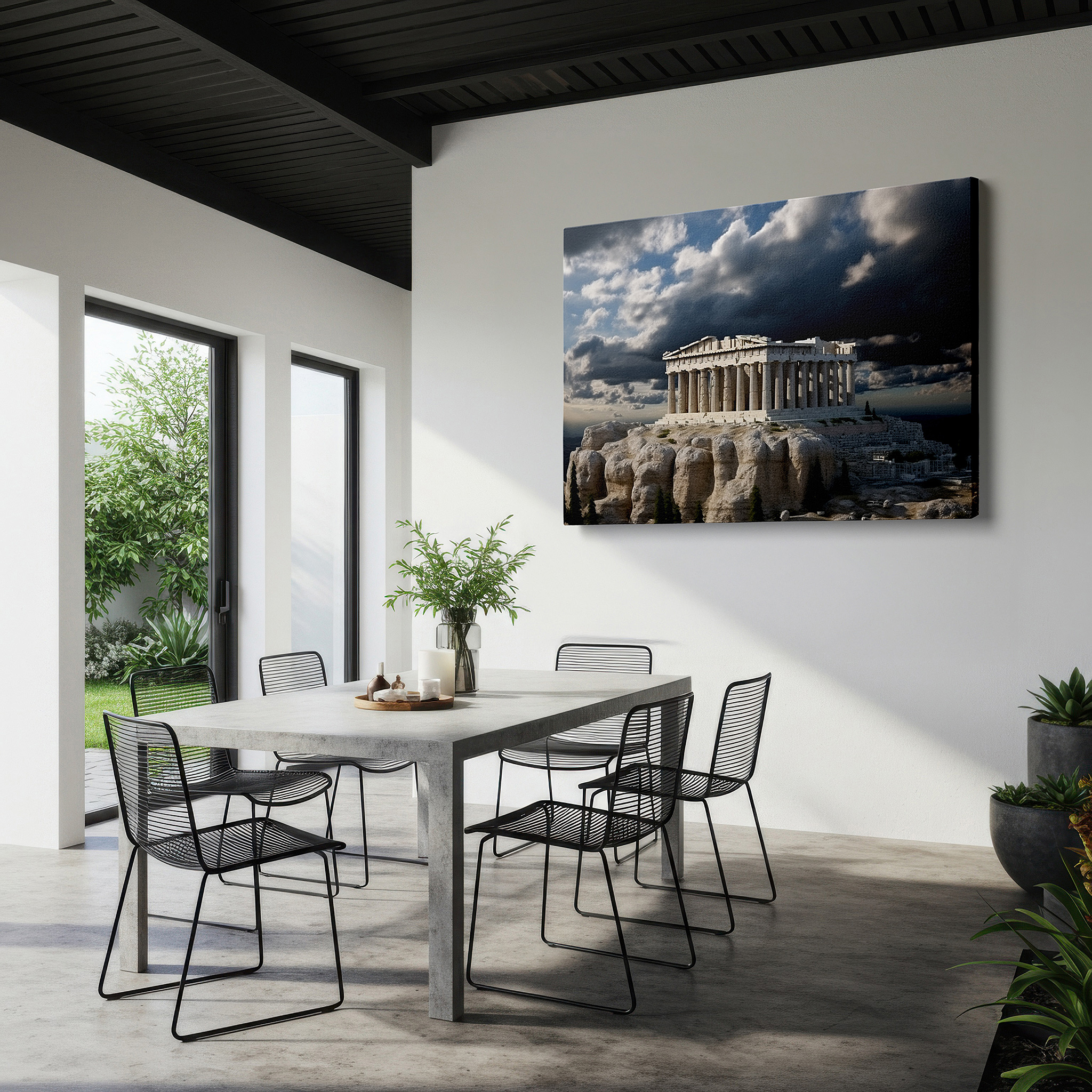 At 60×40 cm, this format fits effortlessly over dressers or benches — stormy skies and rugged terrain featuring majestic greek temple large canvas wall art for office, bedroom, and living room decor
