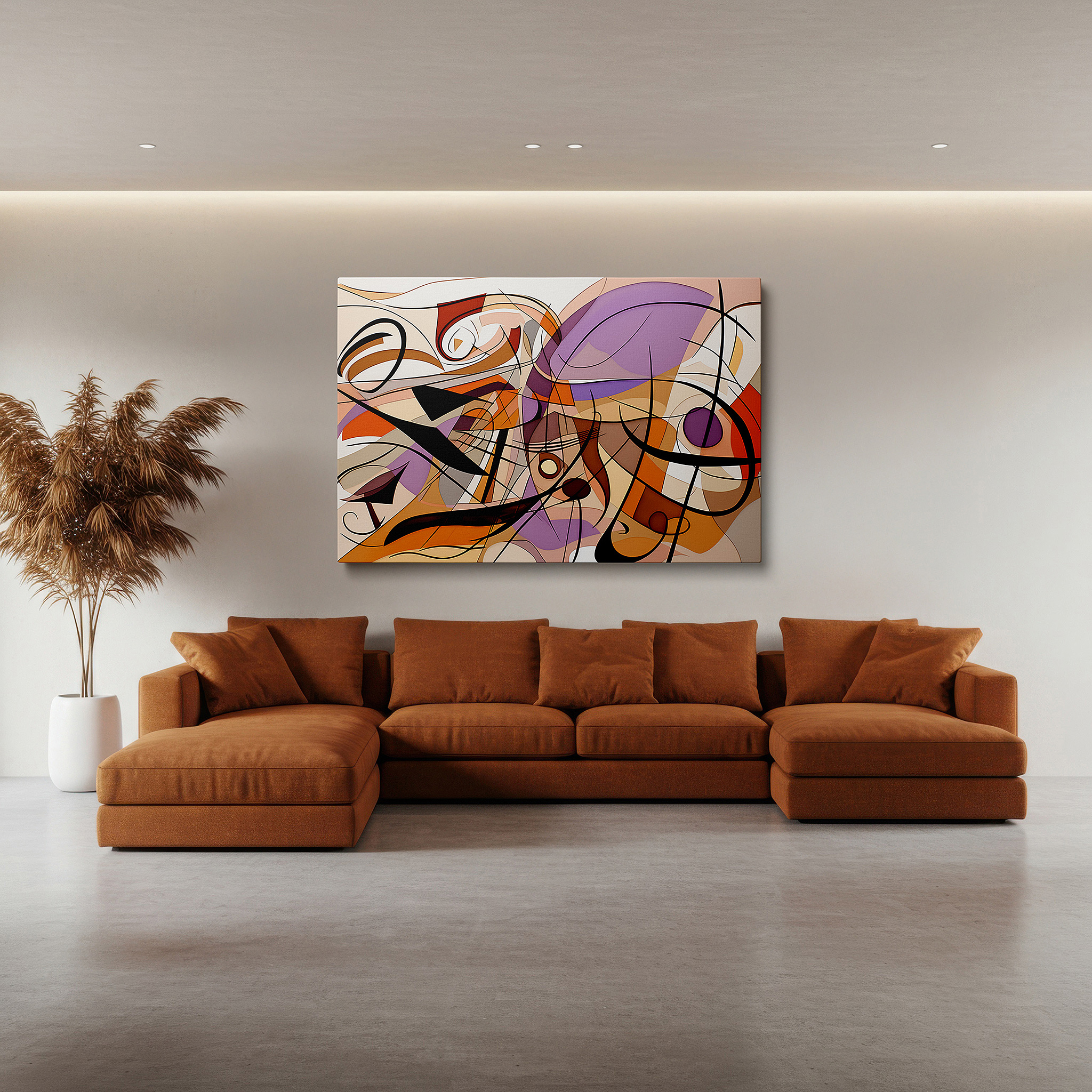 At 60×40 cm, this format fits effortlessly over dressers or benches — vibrant swirls of color and emotion: abstract large wall art for offices, bedrooms, and living spaces