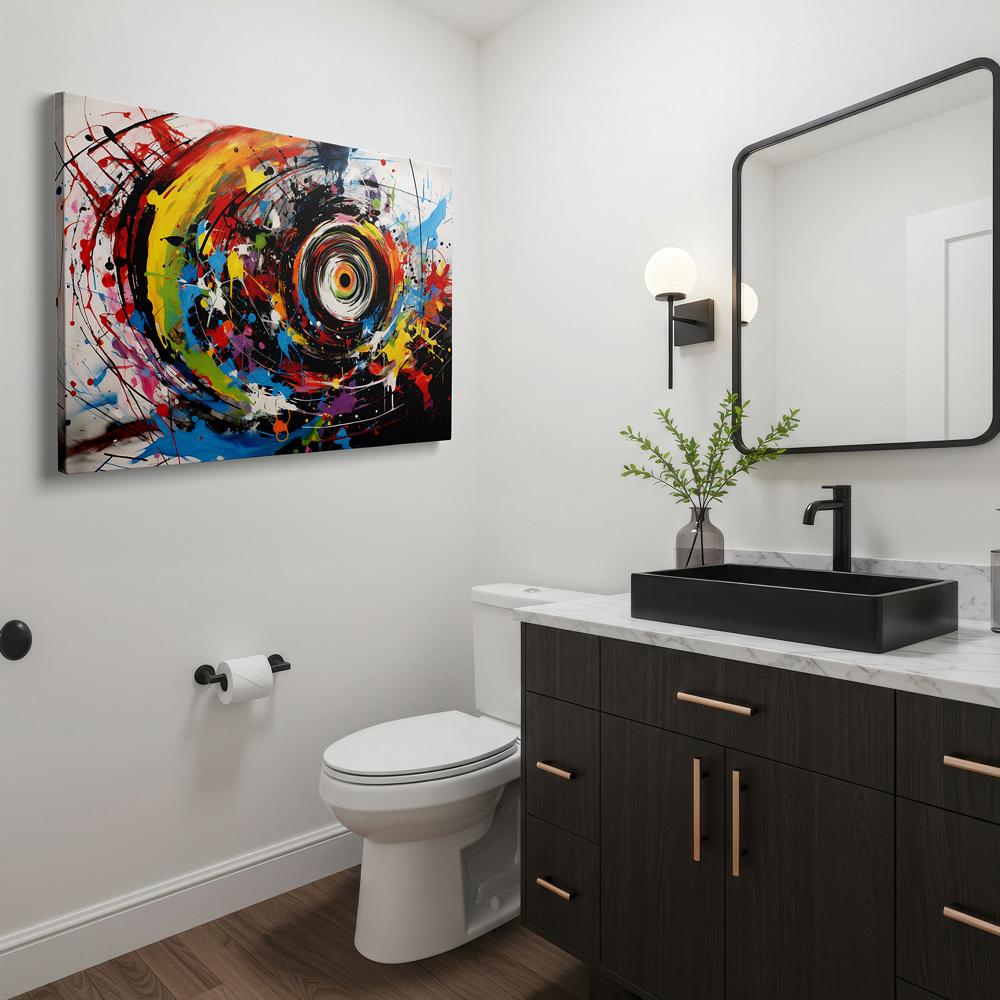 At 60×40 cm, this format fits effortlessly over dressers or benches — wall decor: vibrant abstract symphony - large canvas art for office, bedroom, and living spaces