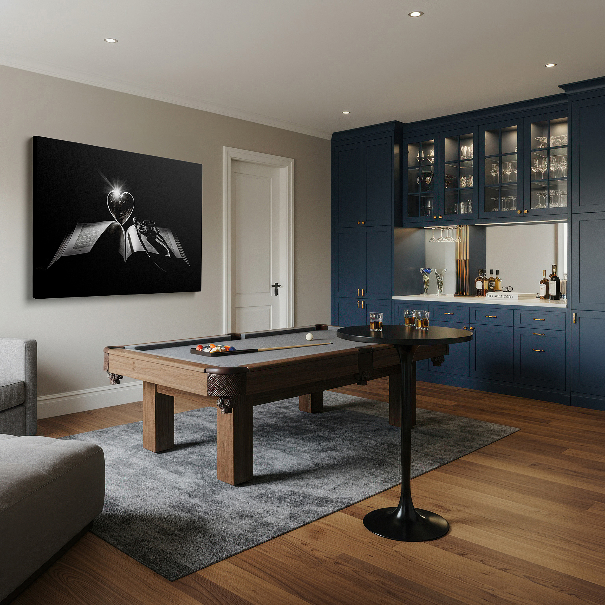 The 75×50 cm version anchors medium rooms without dominating them — medical profession tribute: large wall art featuring stethoscope and heart-shaped crystal, ideal for office and bedroom decor