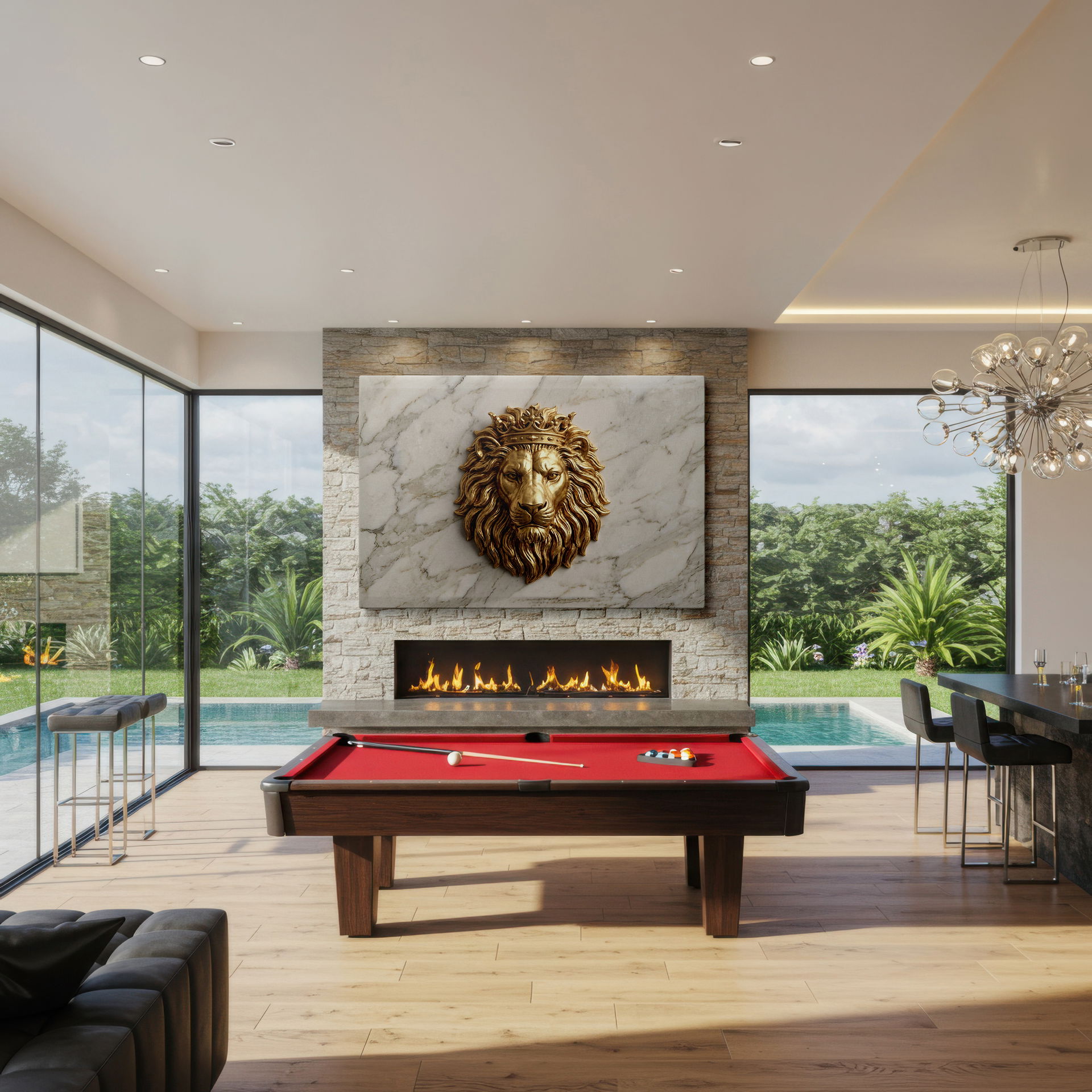 Detailed close-up of the regal crown and rich golden hues in the lion king canvas wall art for office wall decor