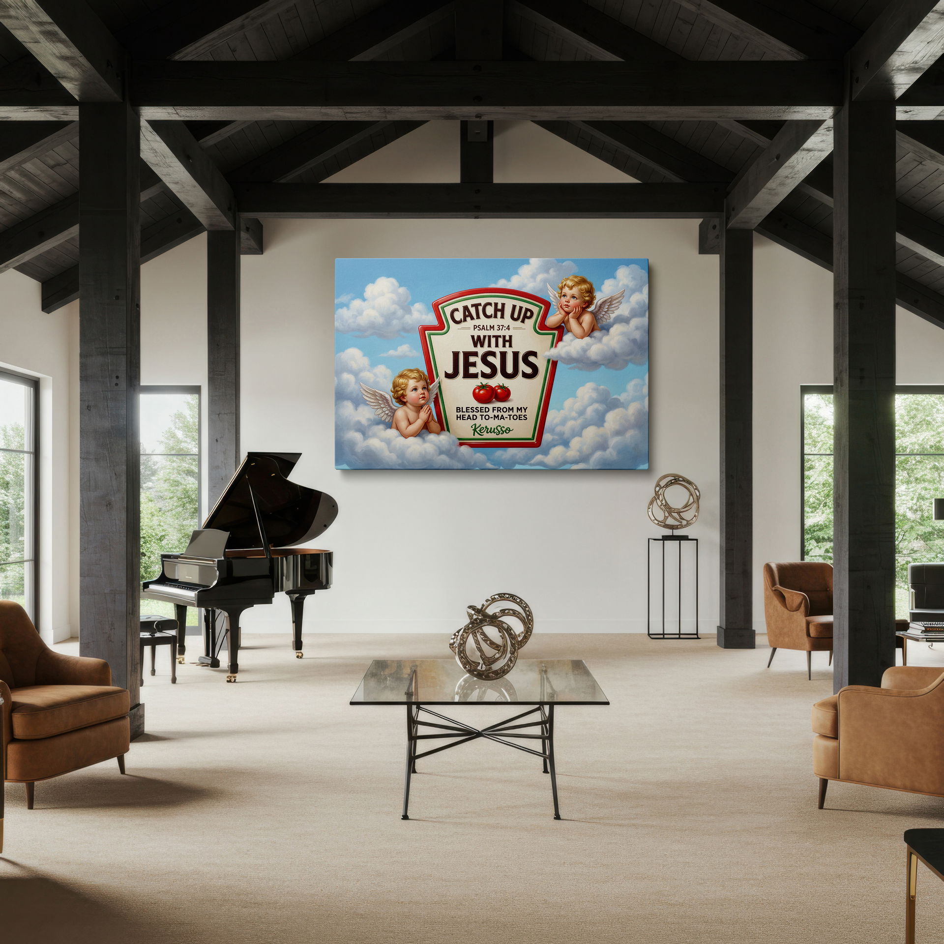 Detailed view of the vibrant, high-quality print finish on this faith-based Wrapped Canvas wall art conversation starter.