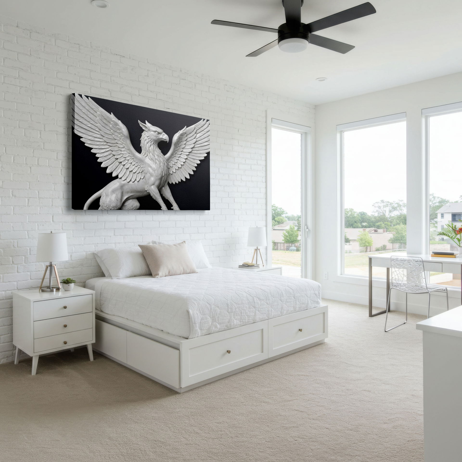 Intricate details and vibrant colors of the mythical griffin showcased on this canvas wall art