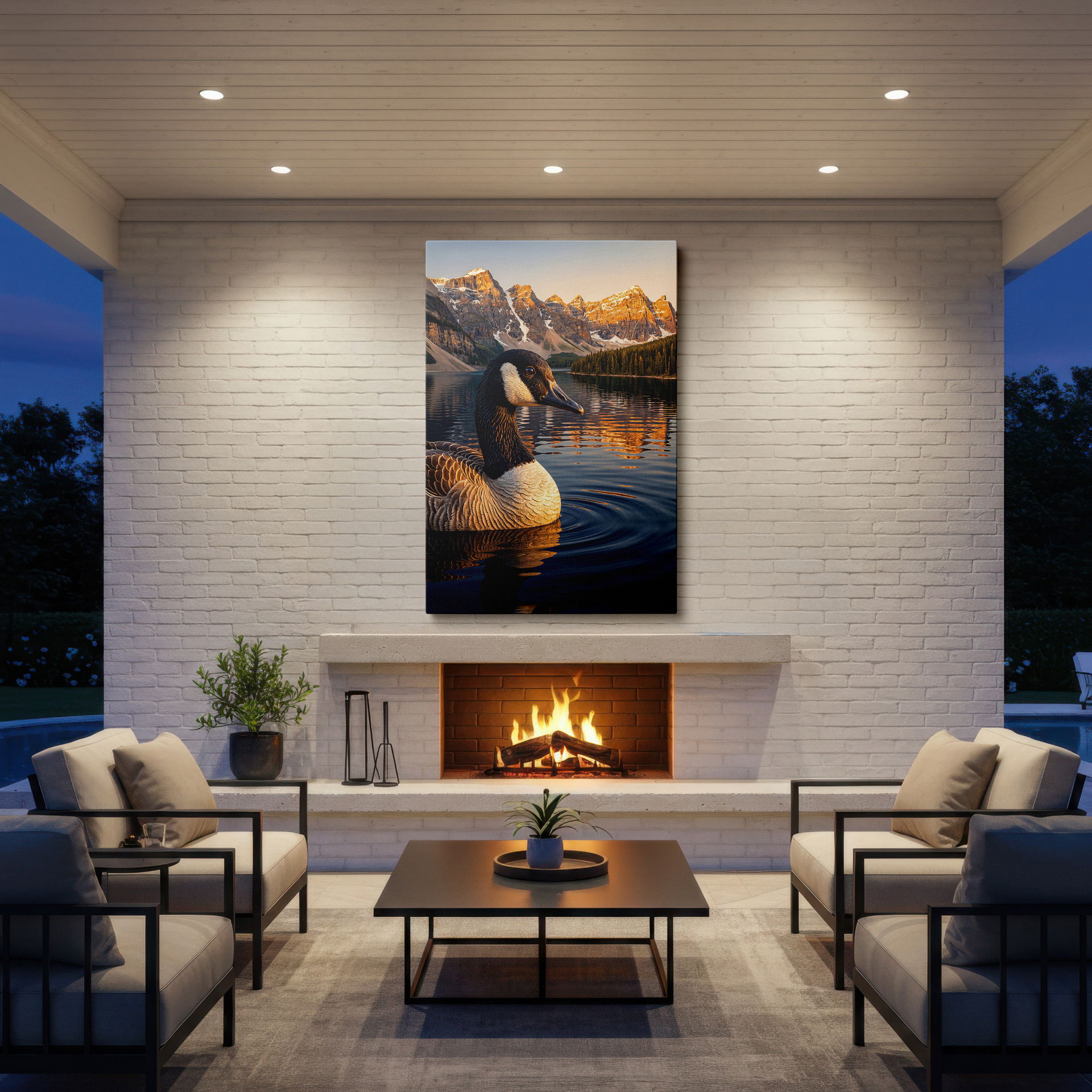 Tranquil lake and mountain landscape wall art showcasing natural harmony and peace as home wall decor