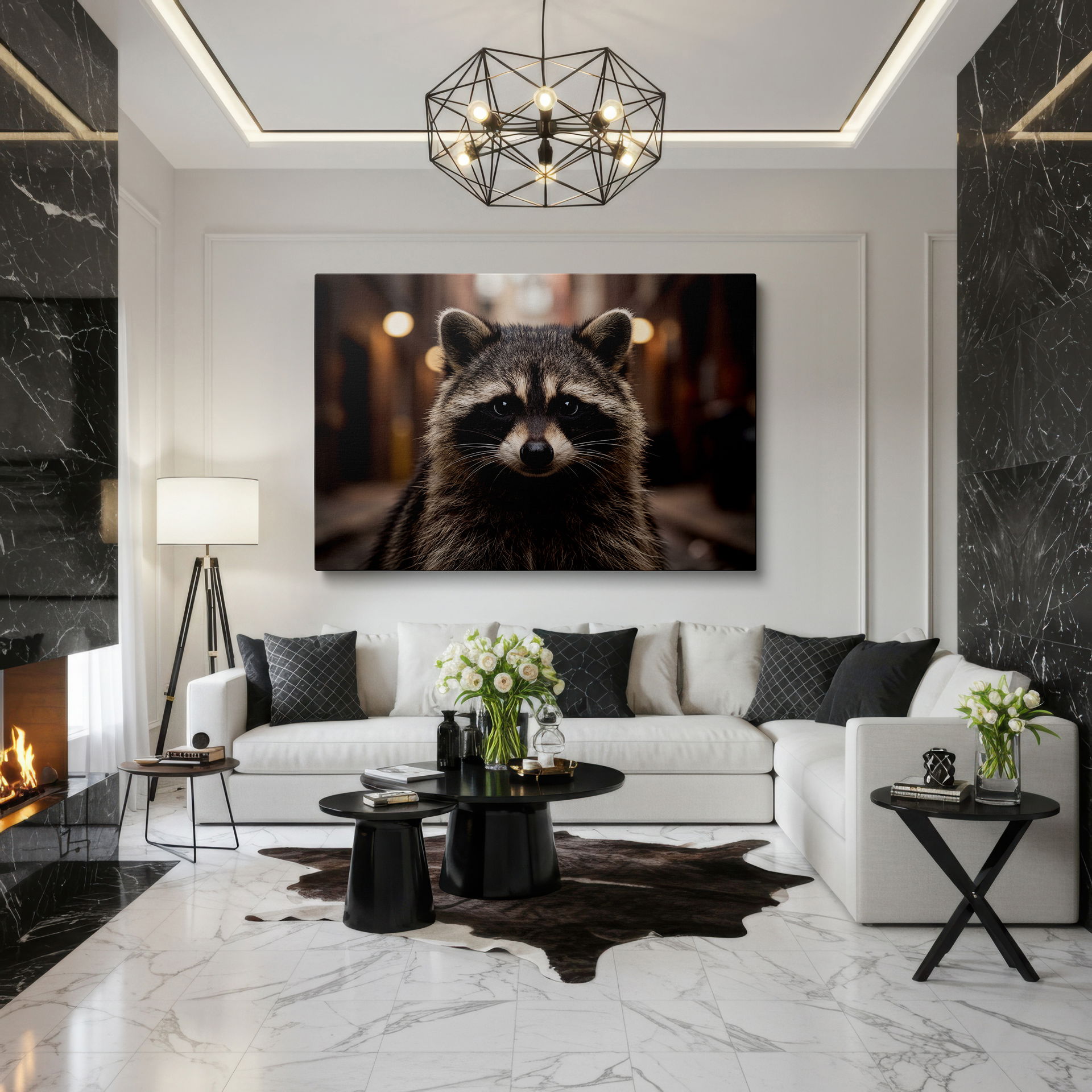 Heartwarming close-up of a curious raccoon adding a touch of nature to your home wall art, excellent wall decor