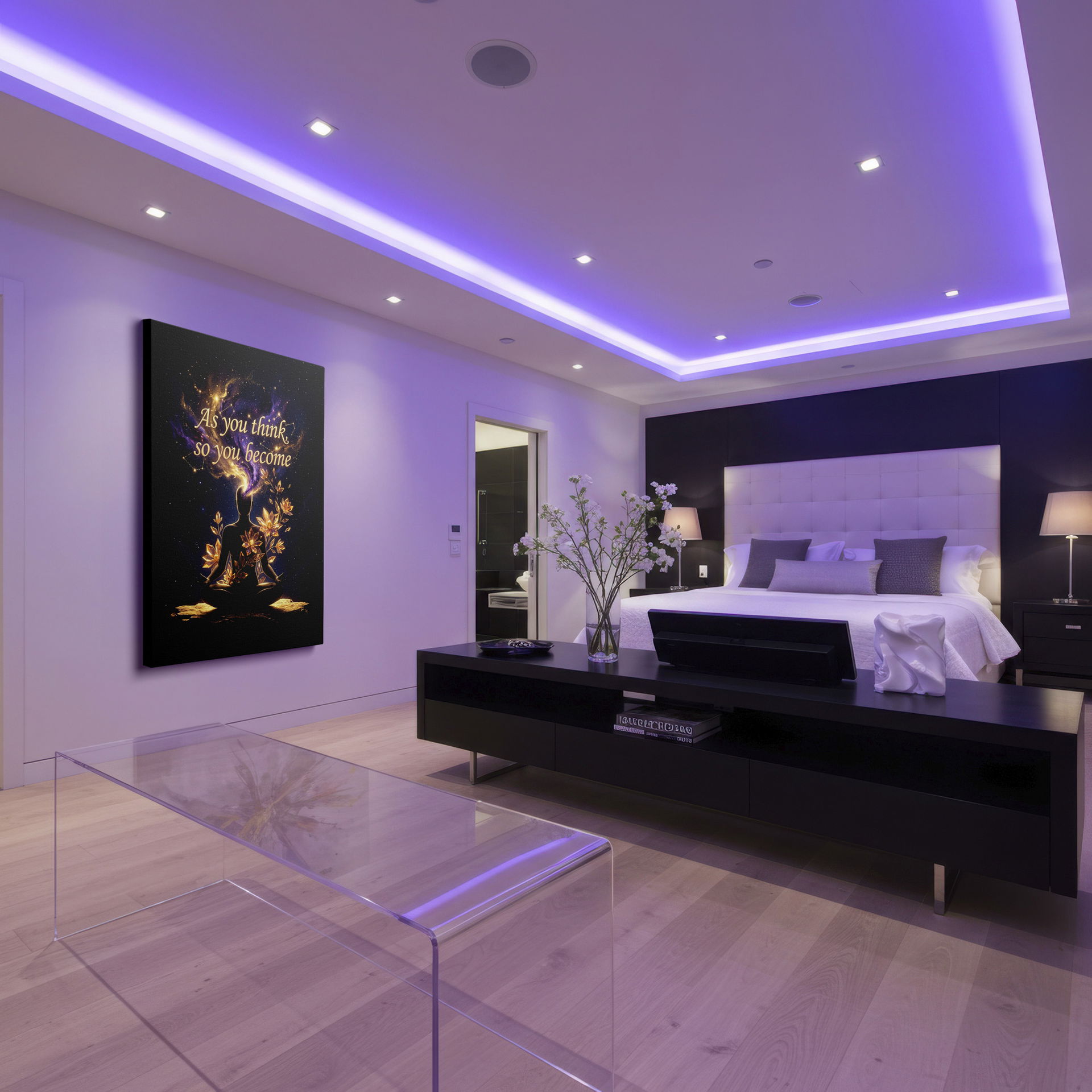 Unique wall decor: Meditating figure with inspiring quote, perfect for meditation spaces.