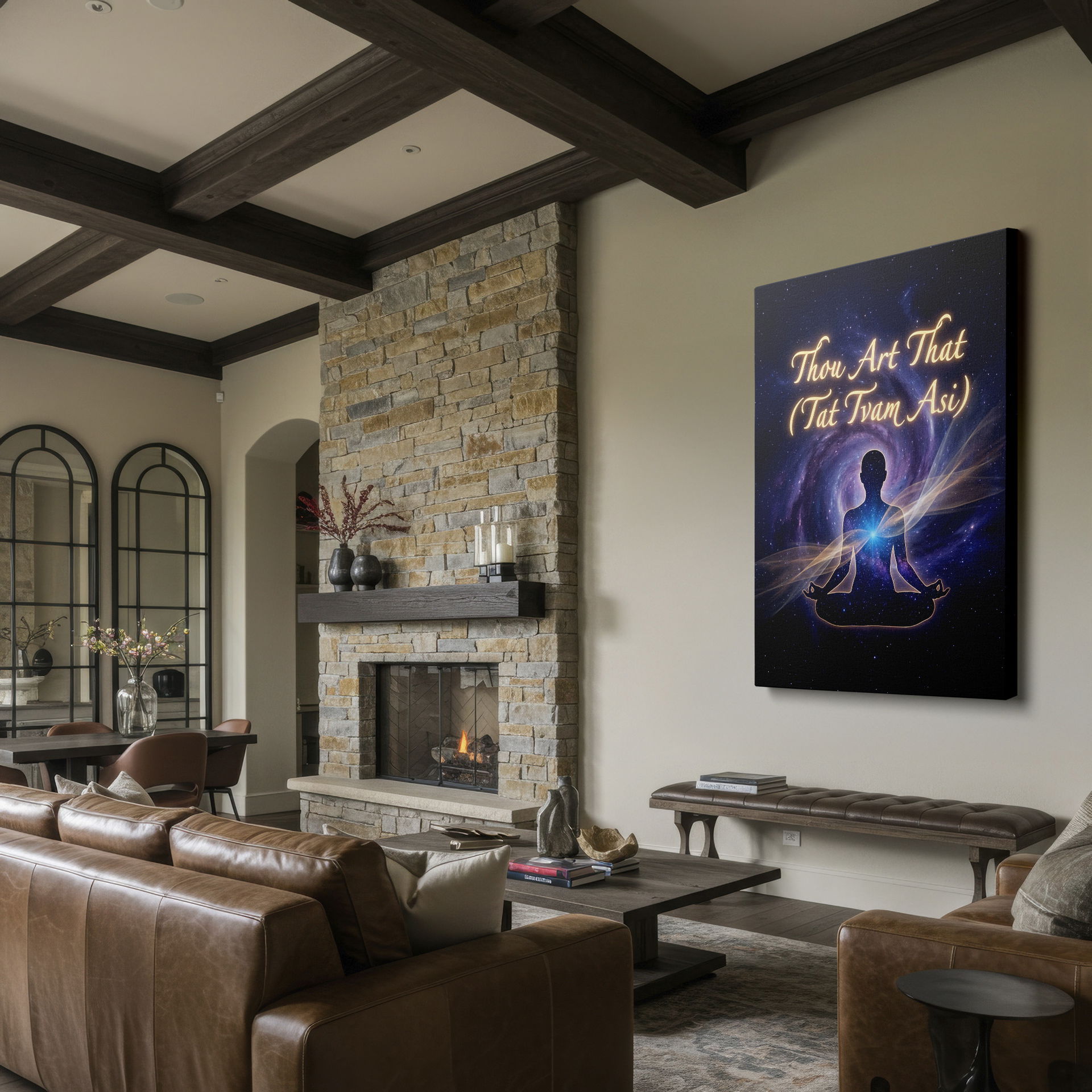 'Thou Art That' wall decor with a meditative silhouette set against a captivating starscape.
