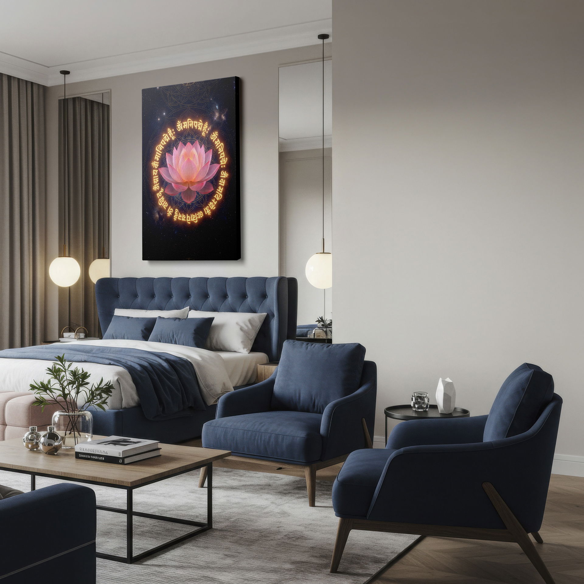 Artwork of spiritual practice makes calming wall decor.