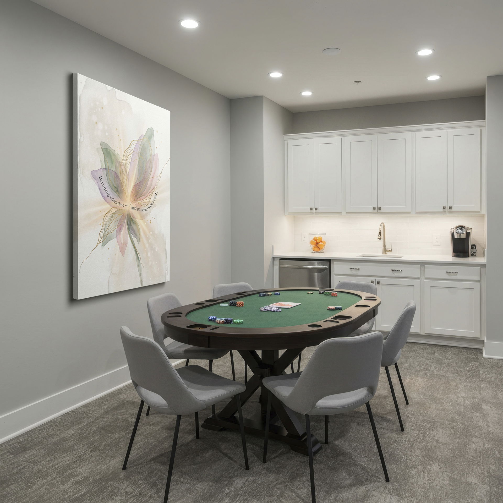 Elegant floral wall art with soft hues and a positive affirmation for serene wall decor.