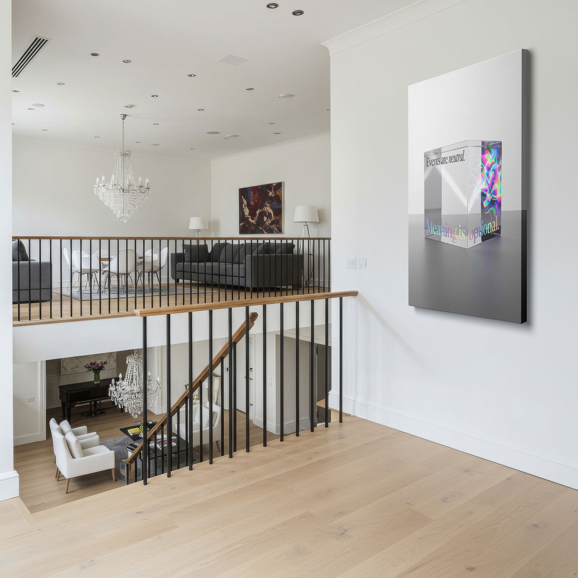 A clear cube with thought-provoking text makes inspiring wall art.